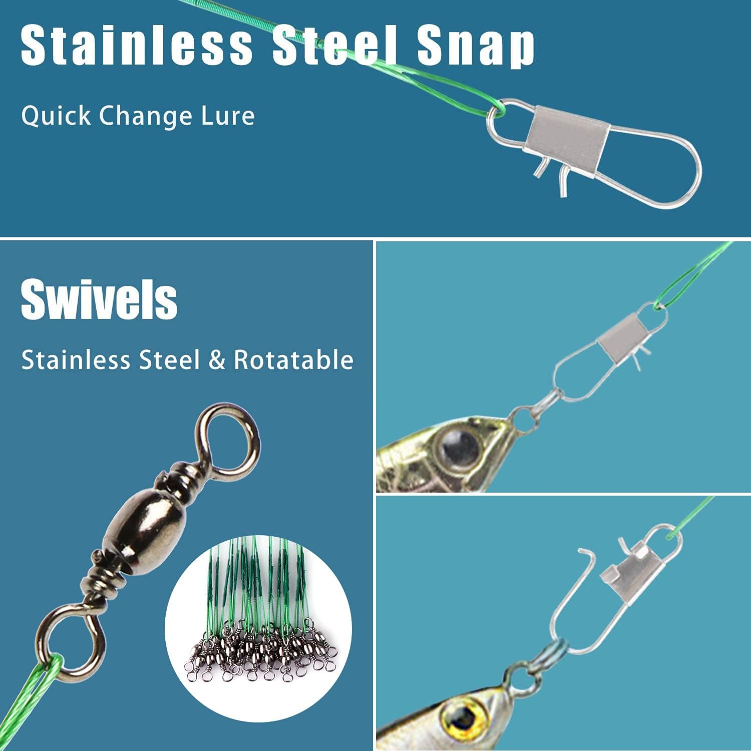 Goture Steel Fishing Leaders with Swivels, Stainless Steel Fishing Wire Leader Line, Fishing Wire Leaders Made of 7 Tooth Proof Strands of Stainless Steel Wire : Sports & Outdoors