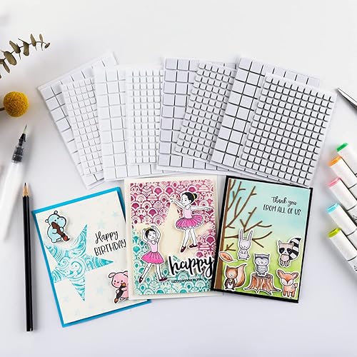 Miniatura 5 de Juego de 6 cuadrados de espuma adhesiva de doble cara 3D de 2 tamaños para hacer tarjetas, adhesivos dimensionales adhesivos adhesivos adhesivos