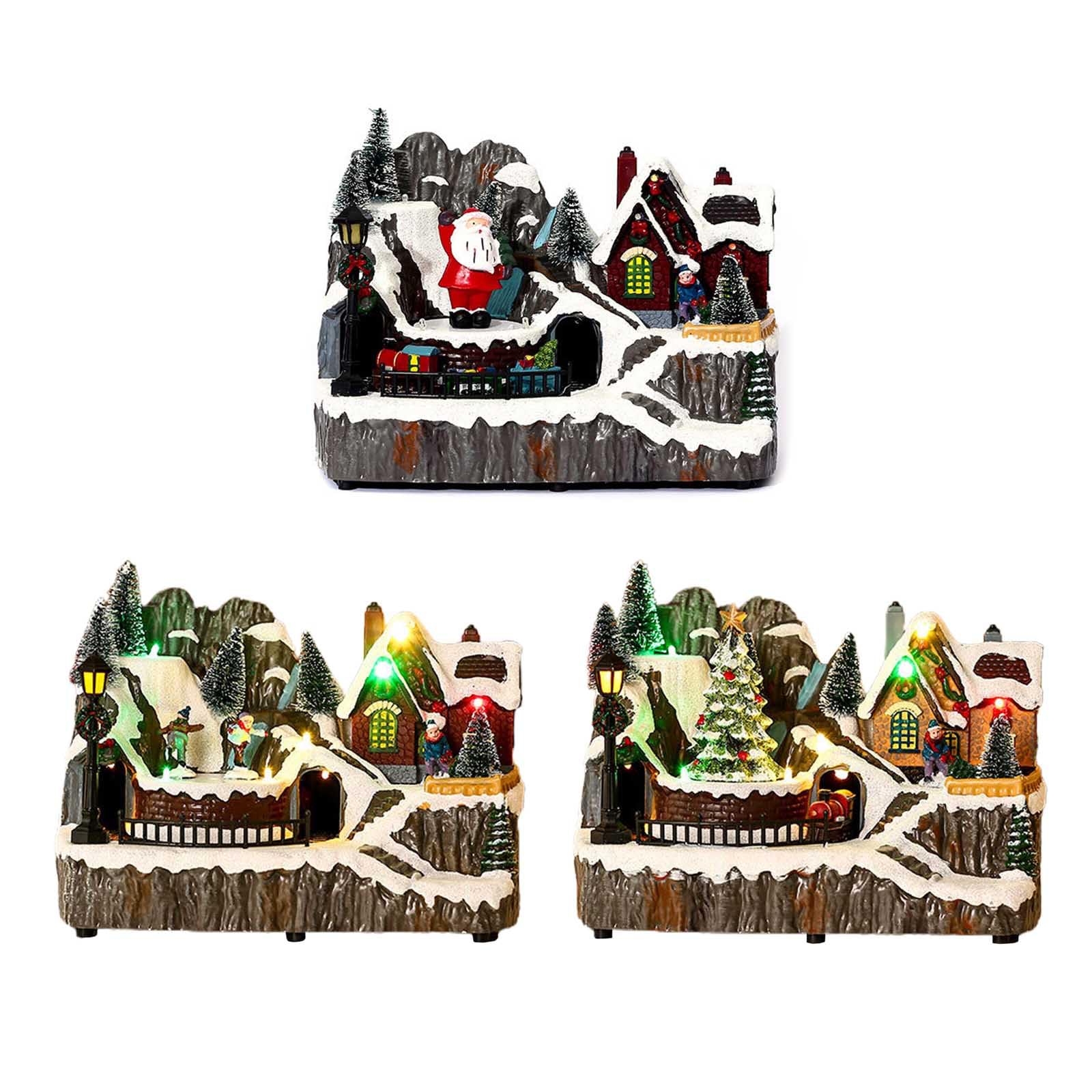 Statuetta della casa del Villaggio Natale con Statua Girevole a Luce LED, Decorazione per la casa, Festival, Vacanze, Regalo Capodanno, Figurine da Collezione Natale