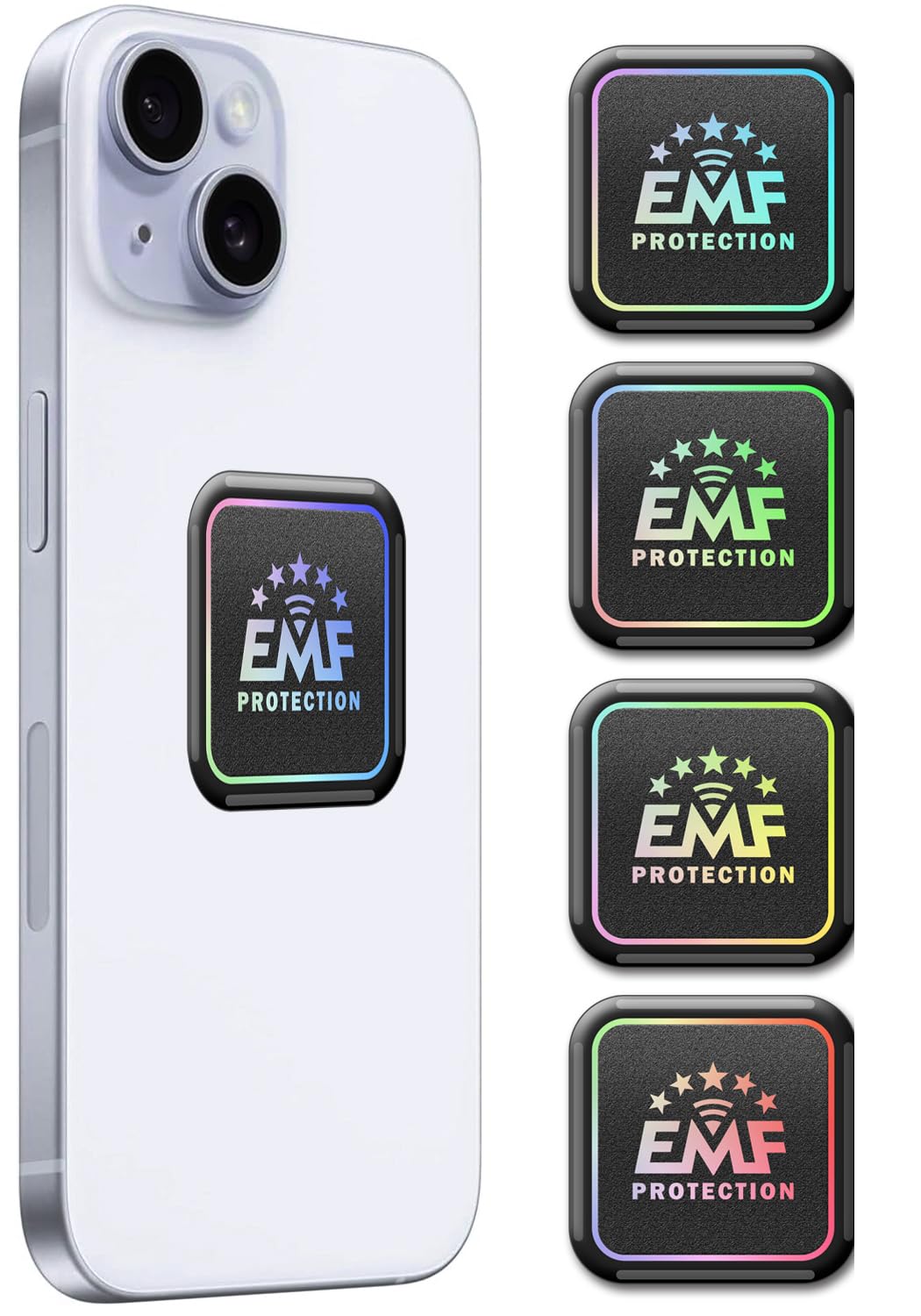 - EMF Blocker for Cell Phone/Laptops/Tablets/All Electronic Devices - Slim Design - Supported by Japanese Technology - 1.1x1.1x0.1 Inches Square - (4 Pcs)