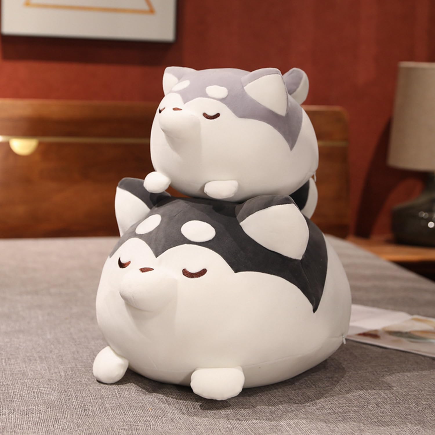 Plush Husky Stuffed Animal Dog Hugging Pillow Cuddly Plushies Toy Huggable Anime Gifts for Kids and Lovers in Birthday, Valentines (Gray, 20 Inch)