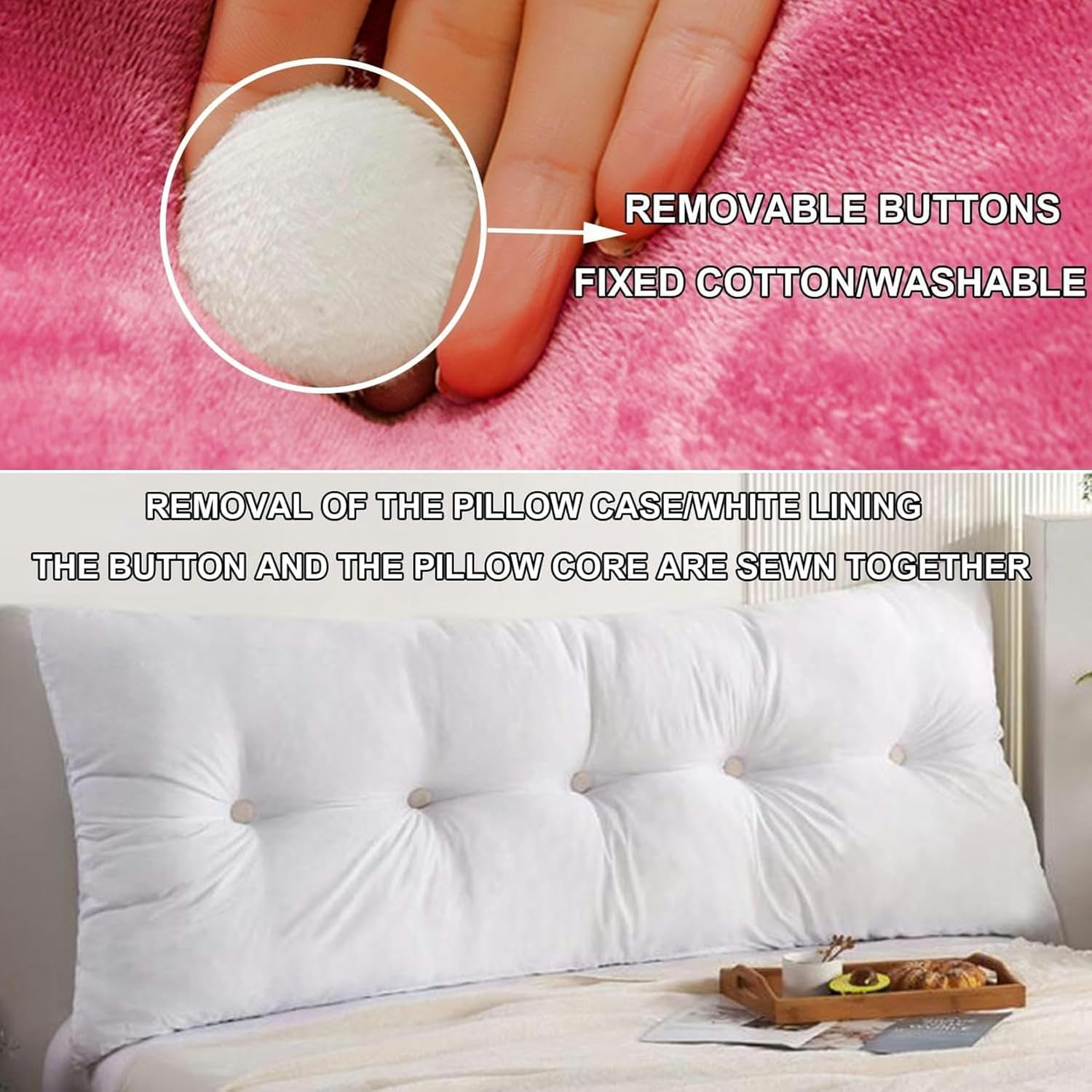 FLTRGO Reading Wedge Pillow,Crystal Velvet Headboard Cushion Large Backrest,Full Bed Rest Support Bolster Daybed Bunk Bed Dorm Cushion with Removable Cover