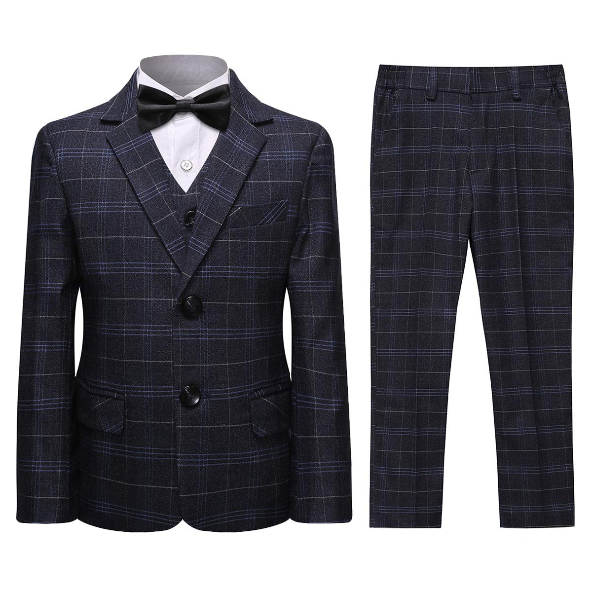 Sliktaa Traje de boda de 3 piezas para niños, traje de boda de corte ajustado, para fiesta, graduación, cumpleaños, traje único chaleco y traje de pantalón