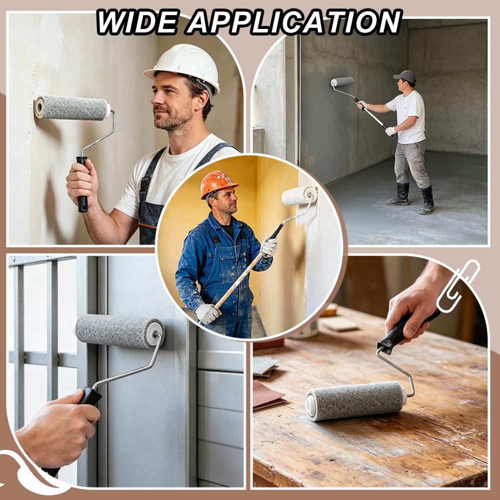 AHANDMAKER Paquete de 24 rodillos de pintura de plástico de 9 pulgadas, herramientas de pintura de rodillo grande con mango ligero para paredes de casa, pintura interior y suministros de mejora del