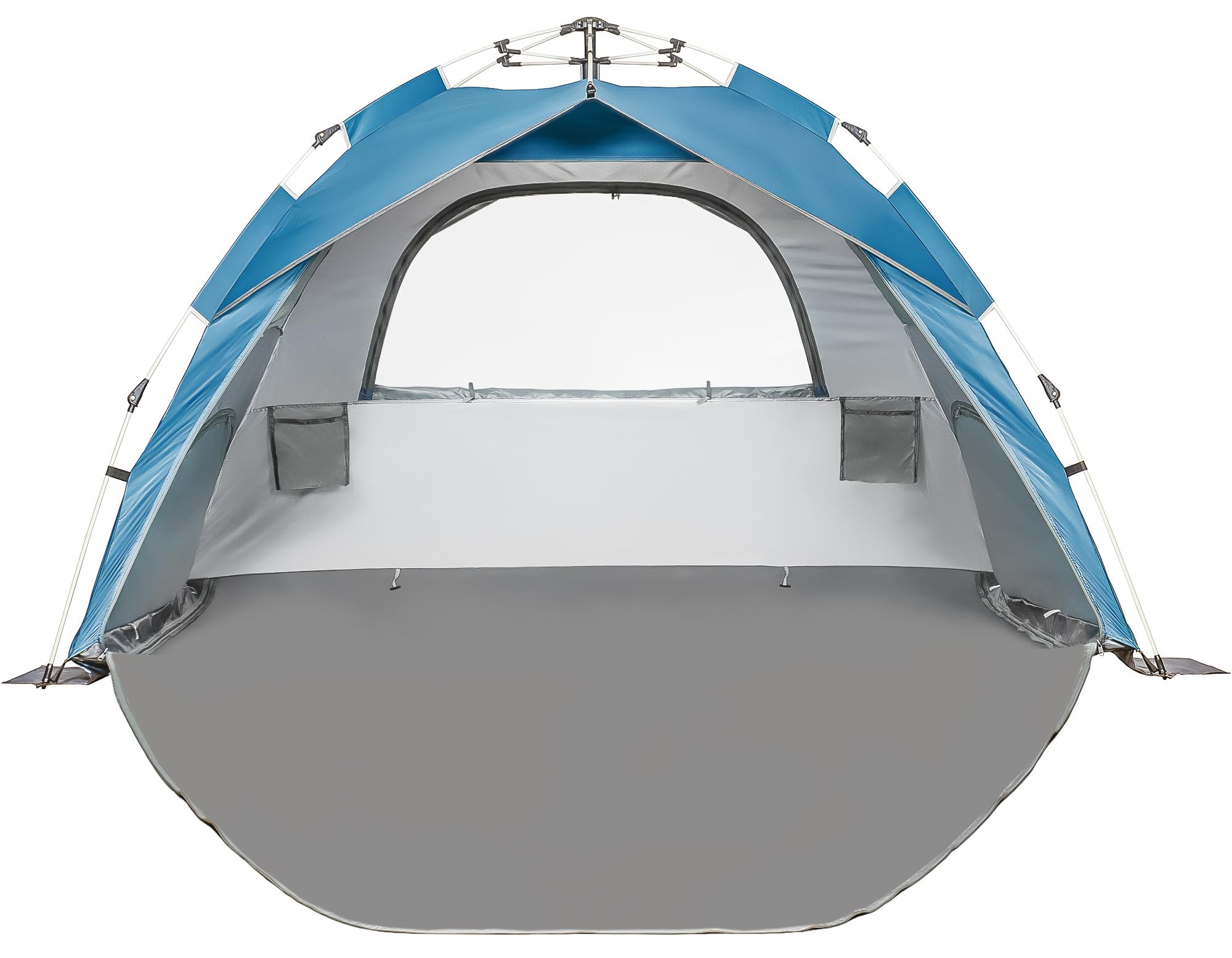 Tienda de campaña de Playa desplegable con protección UV UPF 50+, Suelo extraíble con Cremallera, privacidad y ventilación, Refugio Solar Familiar, 3 a 4 Personas, Azul