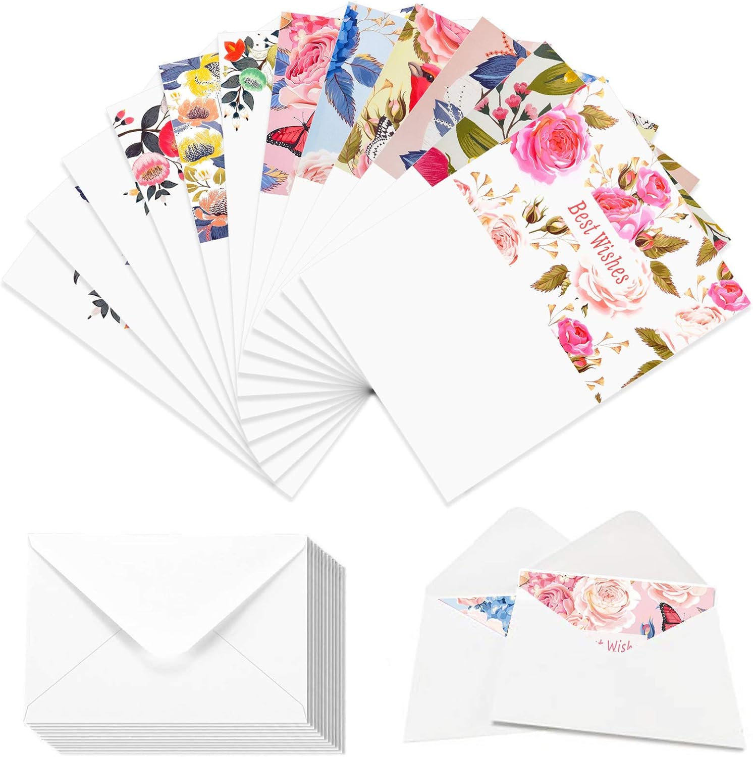 Amazon メッセージカード Casebuy 結婚祝い おしゃれ 花 寄せ書き 封筒と封印シール付き はがきサイズ グリーティングカード 12枚入り ポストカード 絵柄付はがき 文房具 オフィス用品