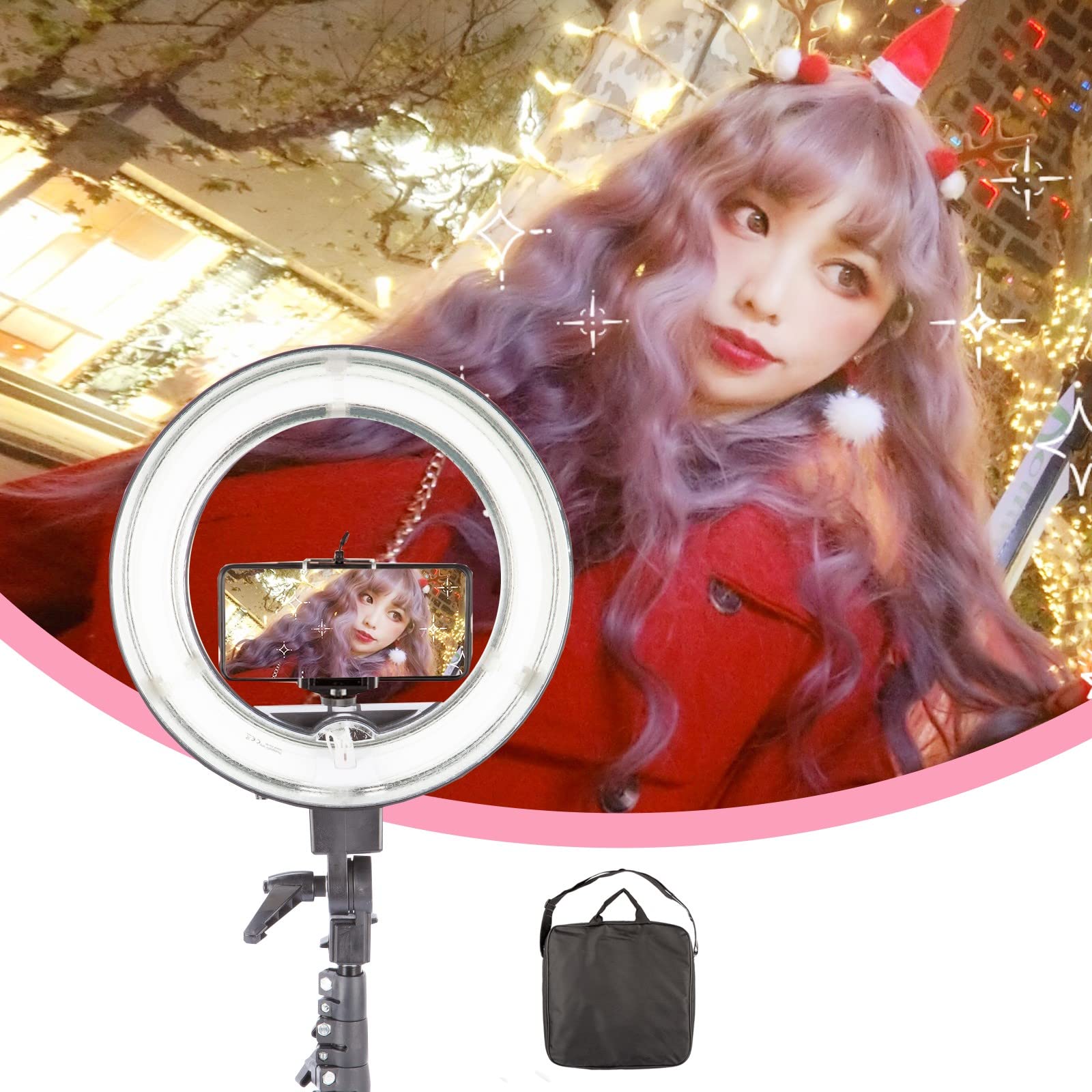 Anello luce 34,3 cm per il Live Streaming Make Up YouTube Video, 5500K Portatile Dimmerabile Selfie Rightlight per selfie foto Fotografia Video