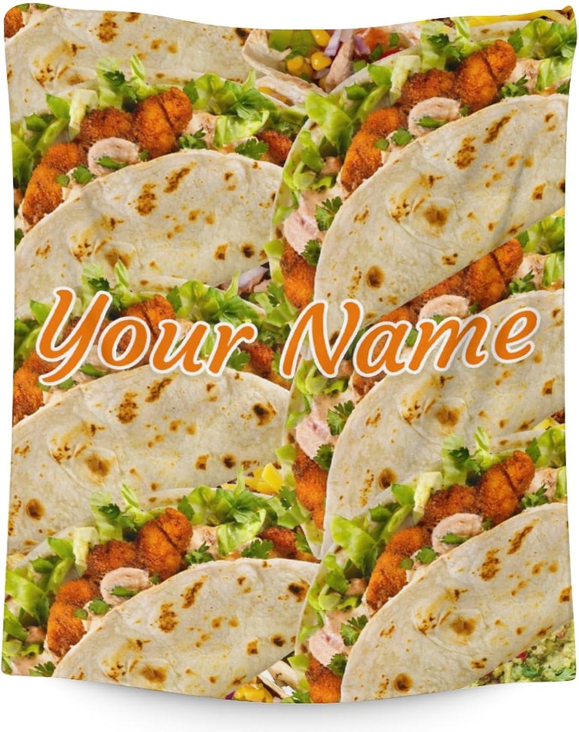 Personalized Taco Blanket with Name - 40x50 Inches Crib Size - Soft Warm Fuzzy Blanket Gifts for Taco Lovers - White Novelty Throws for Bed, Couch, Sofa