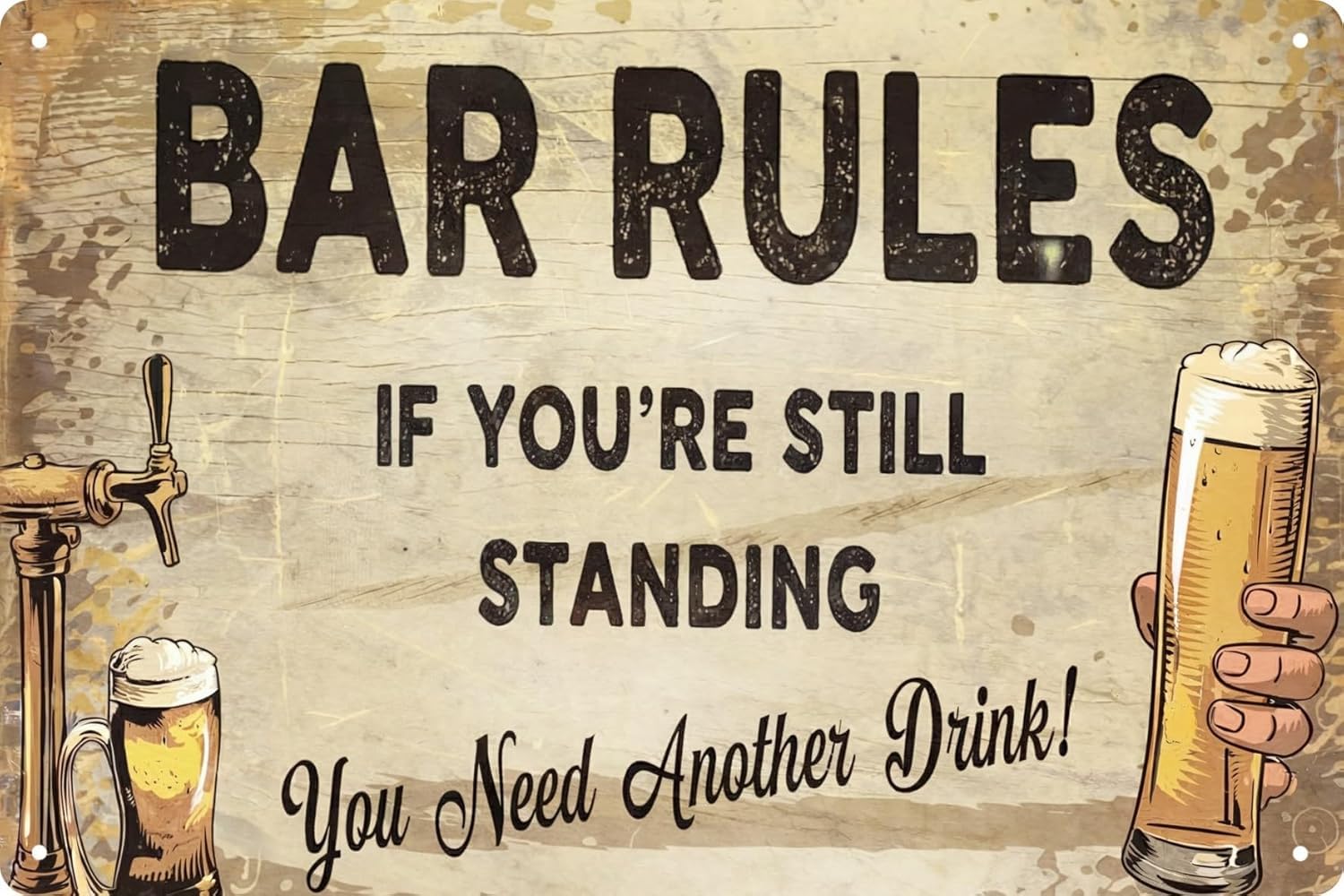 Bar Rules Vintage Metal Tin Sign Posters Wall Art Aluminum Sign For Cafe Bar Garden Home Bathroom Decoration 16x12 inch
