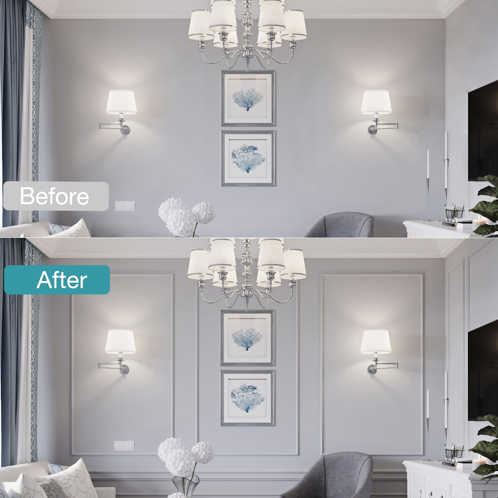 10 m × 8 mm × 3 mm witte sierlijsten, zelfklevend, stuclijsten, wandlijsten voor muur en plafond