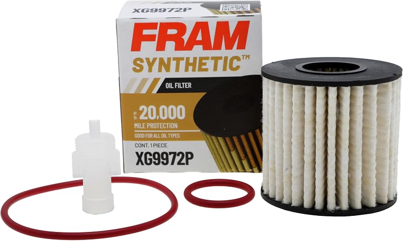 FRAM Synthetic XG9972P 20K Mile Change Filtro de aceite de motor de repuesto automotriz para cambios de aceite sintético, filtro de aceite de protección de motor de vehículo premium para años de modelos de vehículos seleccionados