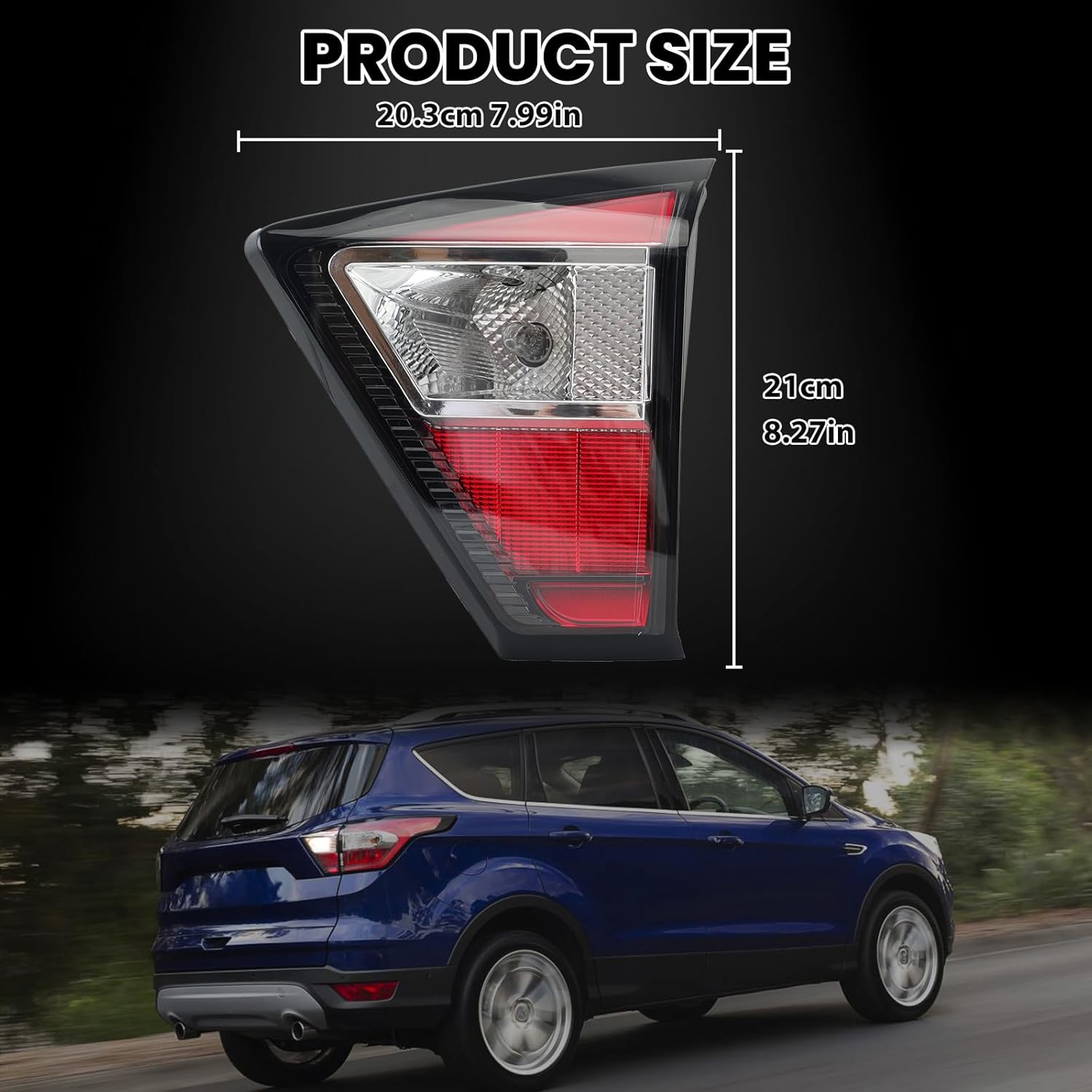 Tail Light Assembly Compatible with Ford Escape Kuga 2017 2018 2019 Inner Rear Brake Replaces GJ5Z13404J FO2803117 Right Passenger Side
