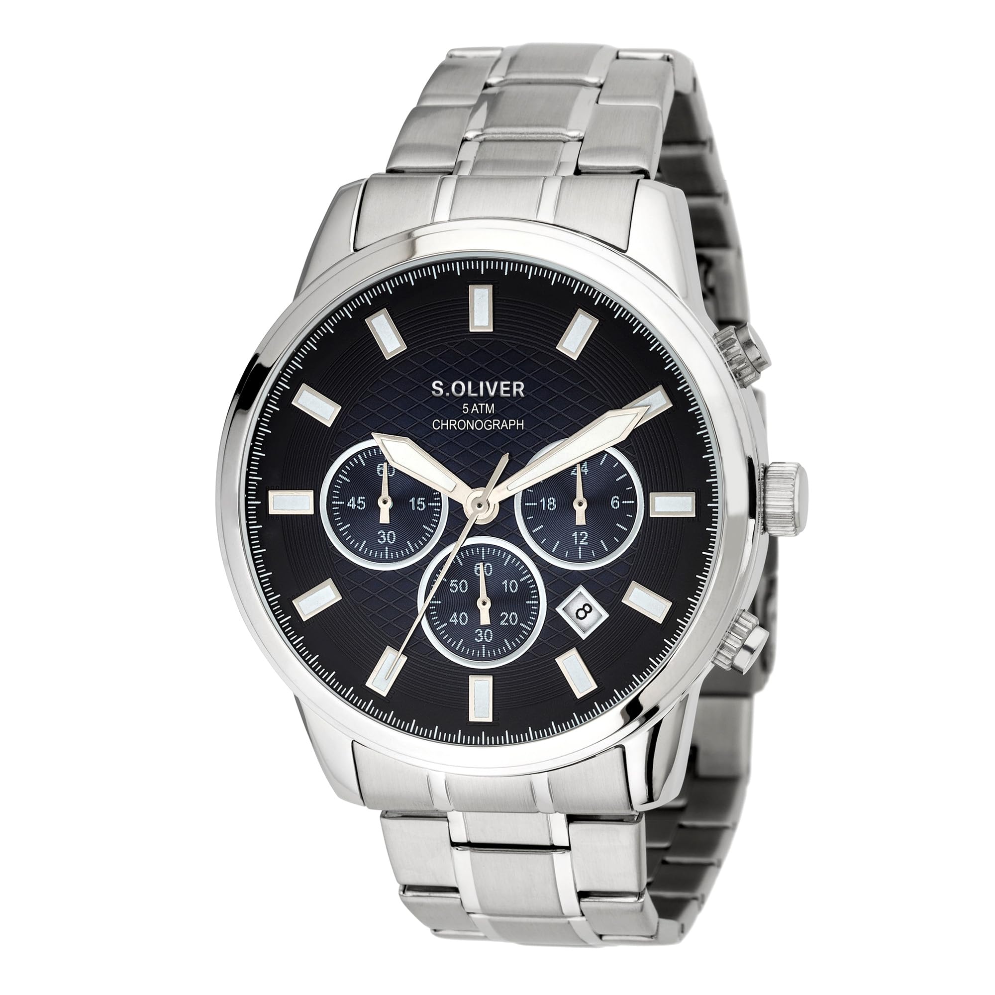 S.Oliver Zegarek Męski - 44 Mm - Analogowyowy Zegarek Na Rękę Z Mechanizm Kwarcowy - Chronograf & 3 Zeiger - Wysoki Komfort Noszenia - 5 Atm Wodoodporny - Odporny Na Zarysowania