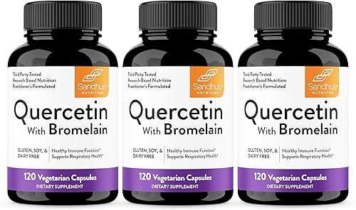 Miniatura 10 de Sandhu - Suplemento de quercetina con bromelina, complejo de quercetina y bioflavonoides, para refuerzo inmunitario y la salud respiratoria, 1,000