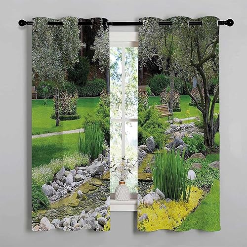 Noise Canceling Curtains Garden Decor Grommet Short Soundproof Door Cover Cortinas para Ventanas De Cuarto 63Inch Width by 63Inch Length,2 Panels