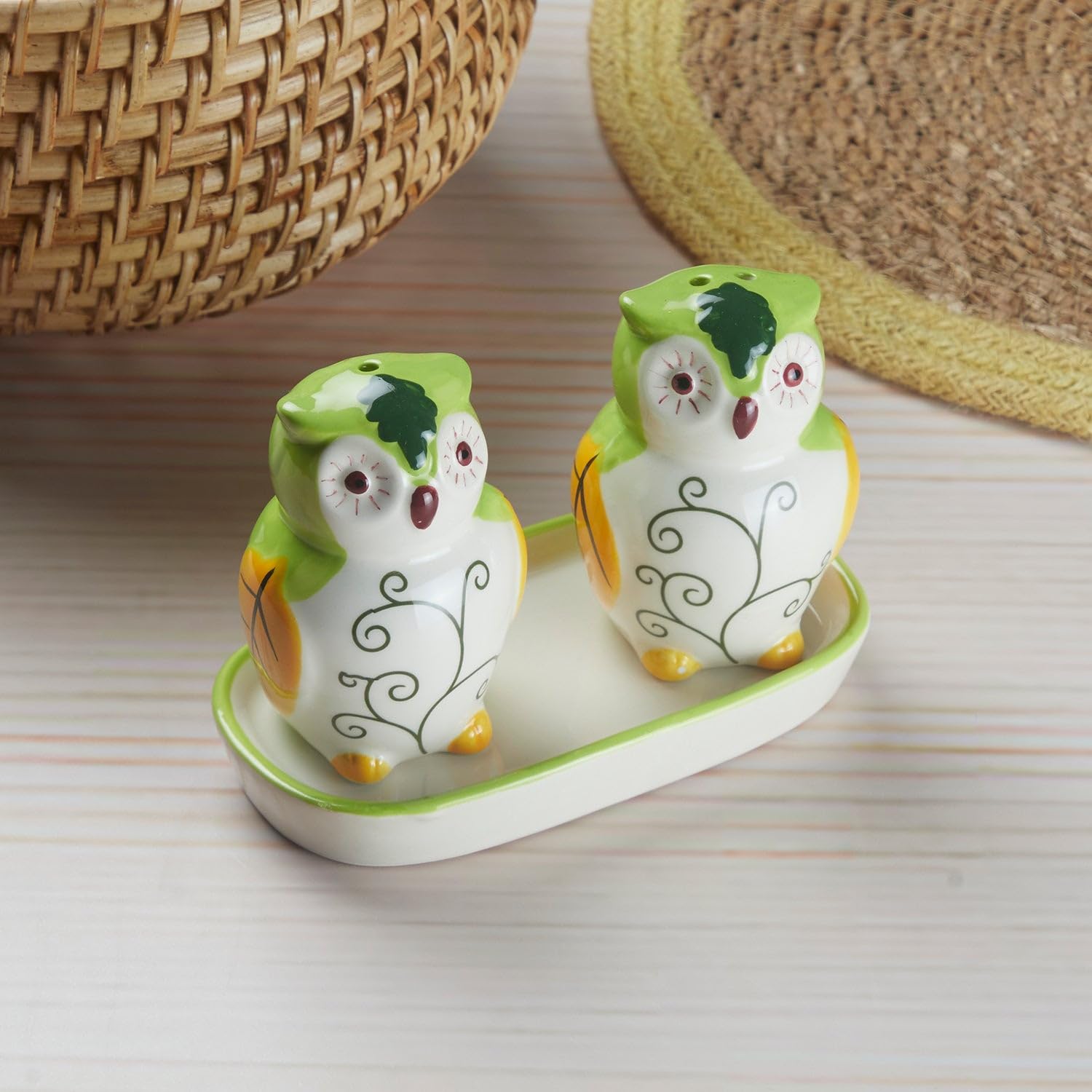 Kookee Ceramic Salt Pepper Set with Tray for Dining Table | Multicolor (10286) — Amazon image 3