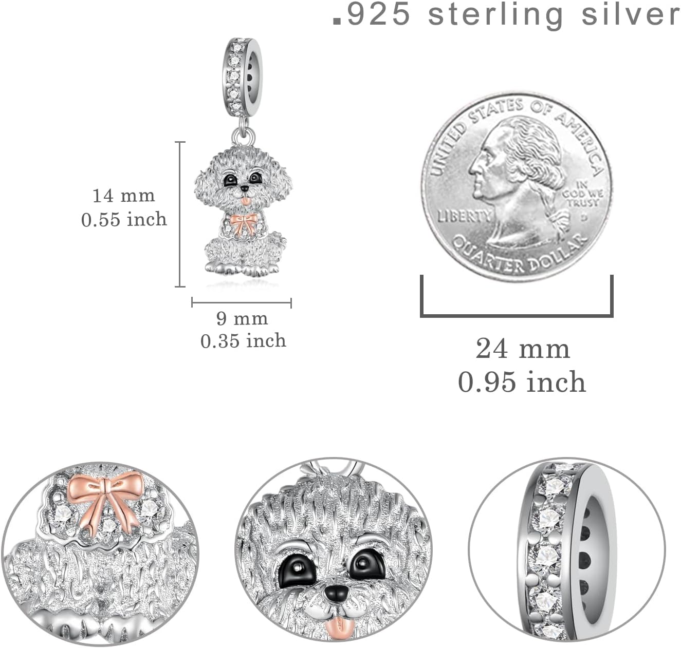 Bichon Frise Gifts 925 Sterling Silver Cute Dog Charms for Jewelry Making Womens Bichon Frise Charms for Bracelets Necklaces - Image 4