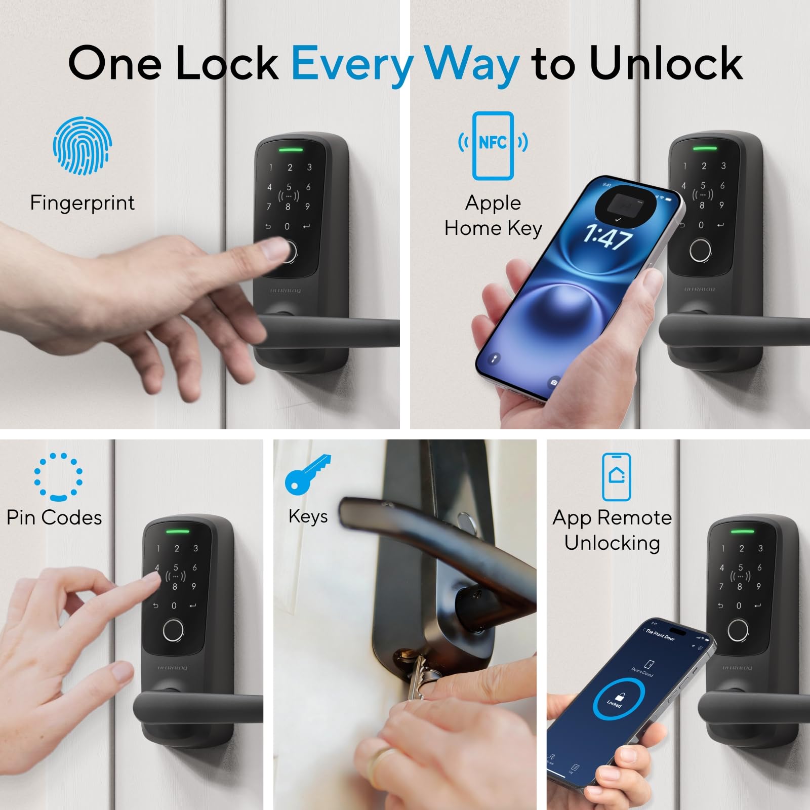 eufy Security Smart Lock C220, Fingerprint Keyless Entry Door Lock | Built-in Wi-Fi, App Remote Control, Up to 8-Month Battery, Front Door Smart Lock Deadbolt, IP53 Waterproof, BHMA Grade 3 thumbnail 9