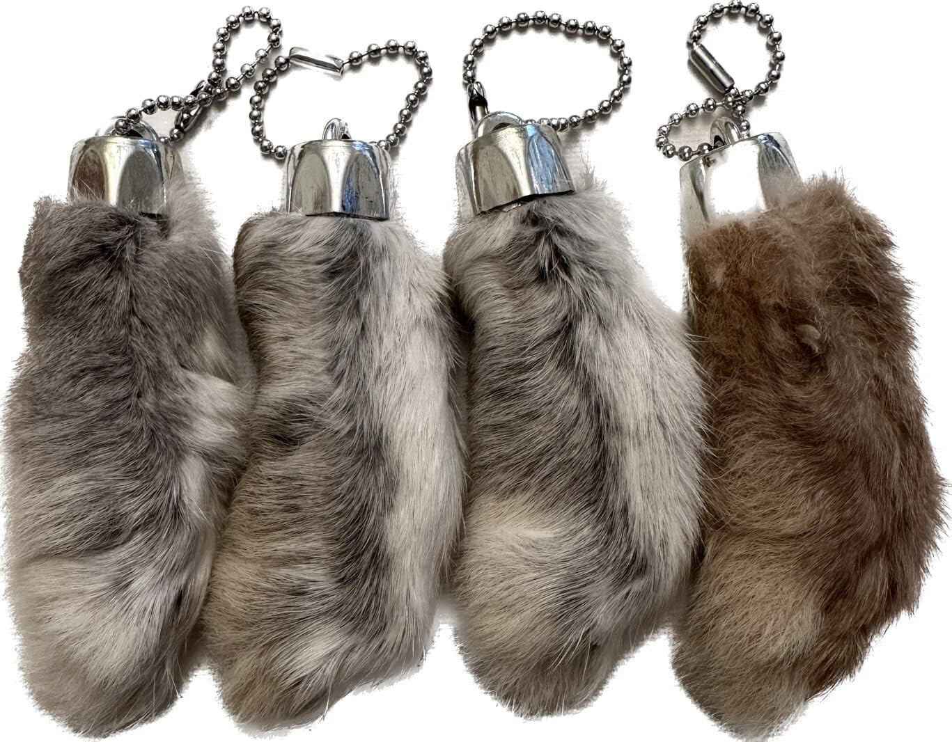 Rabbit Rabbits Foot Keychain White/Natural 4 Pcs