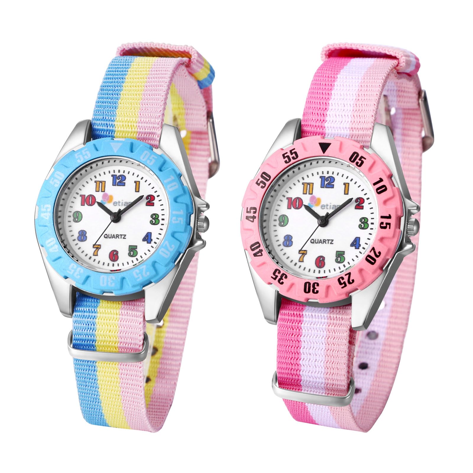 JewelryWeKid Watches for Ages 6-16 Children Little Girls Quartz Watch Cute Colorful Rainbow First Time Teacher Easy Read Wrist Watches