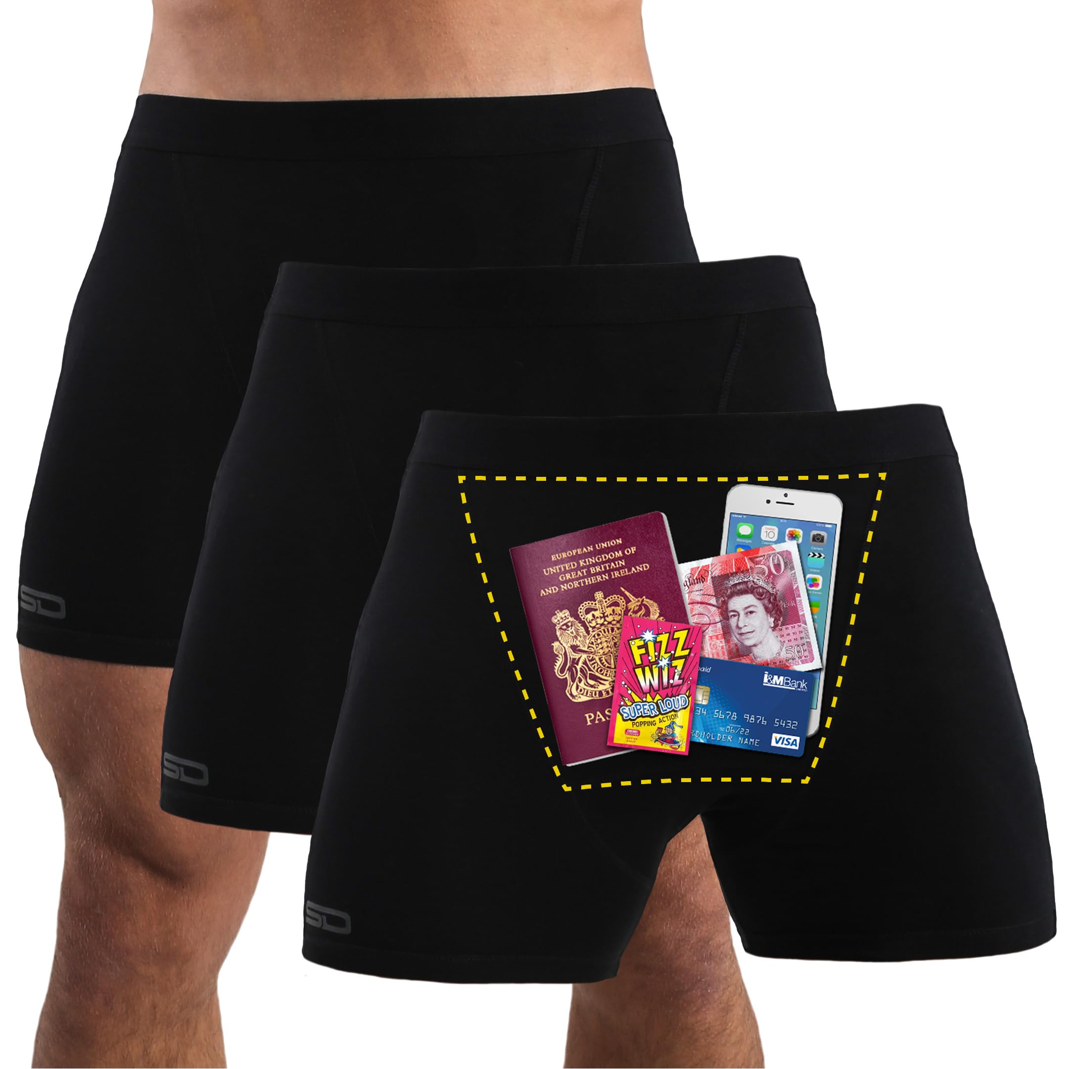 Men's Boxer Brief Shorts, Anti-Theft Pickpocket Proof Travel Pocket Underwear