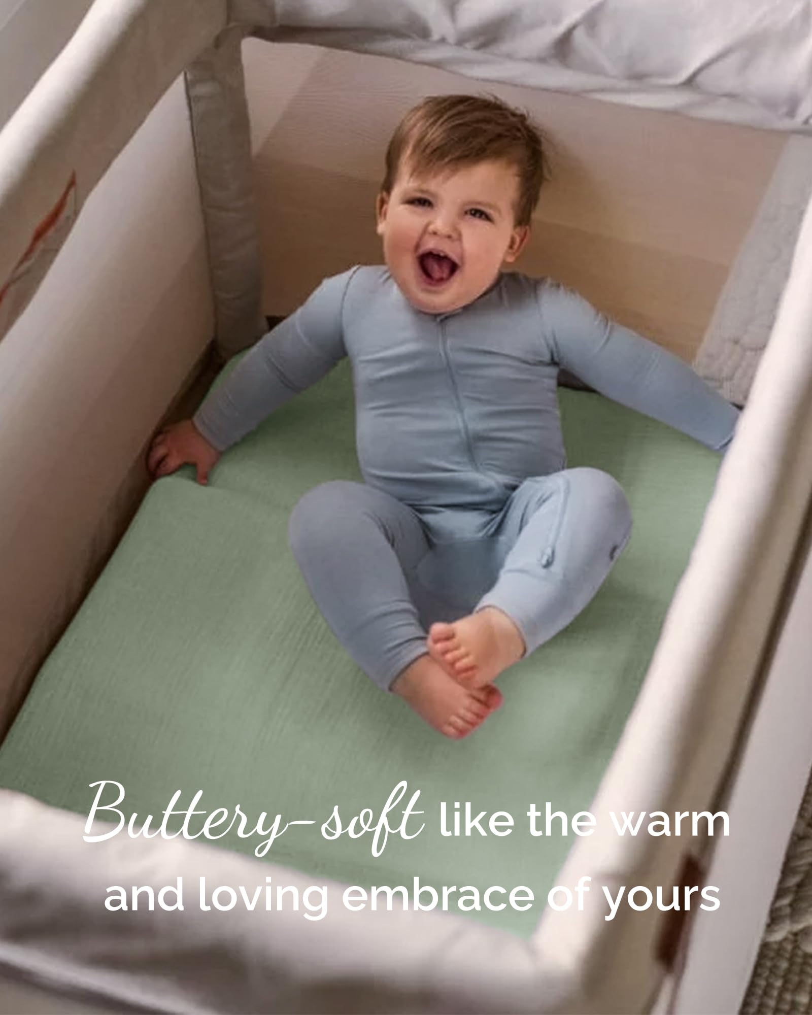 Pack and Play Sábanas para Baby Bjorn, cuna de viaje Guava Lotus y colchón ligero de viaje de 24 x 42 pulgadas, sábanas de algodón de jersey suave como la mantequilla, paquete de sábanas