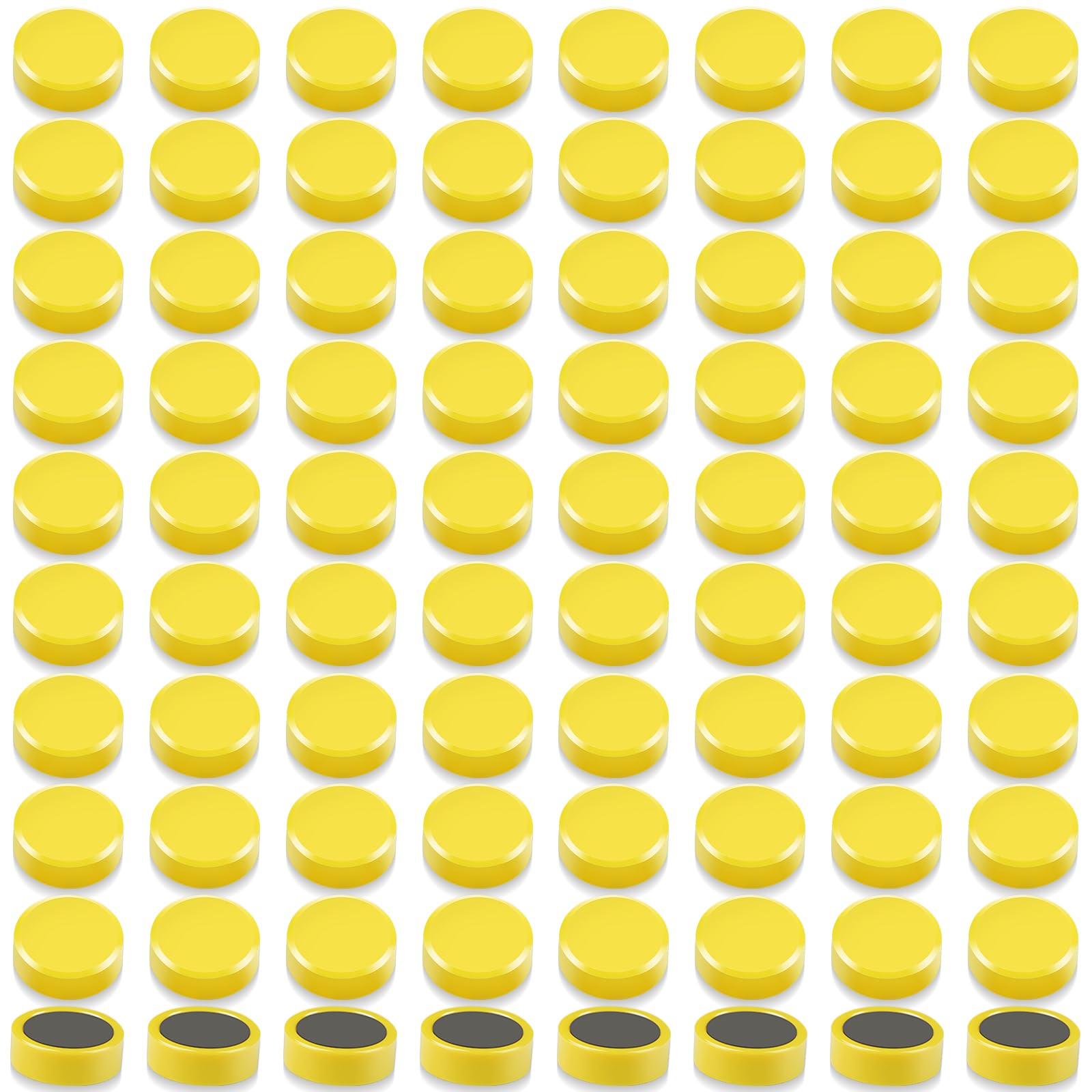 QOJOPU Fridge Magnets 80PCS - Strong Magnet Mini Yellow Round Magnet Heavy Duty Magnetic Dots for Adults, Notice Board, Crafts, Map, Office & Classroom, Small Decorative Whiteboard Magnets for Fridge