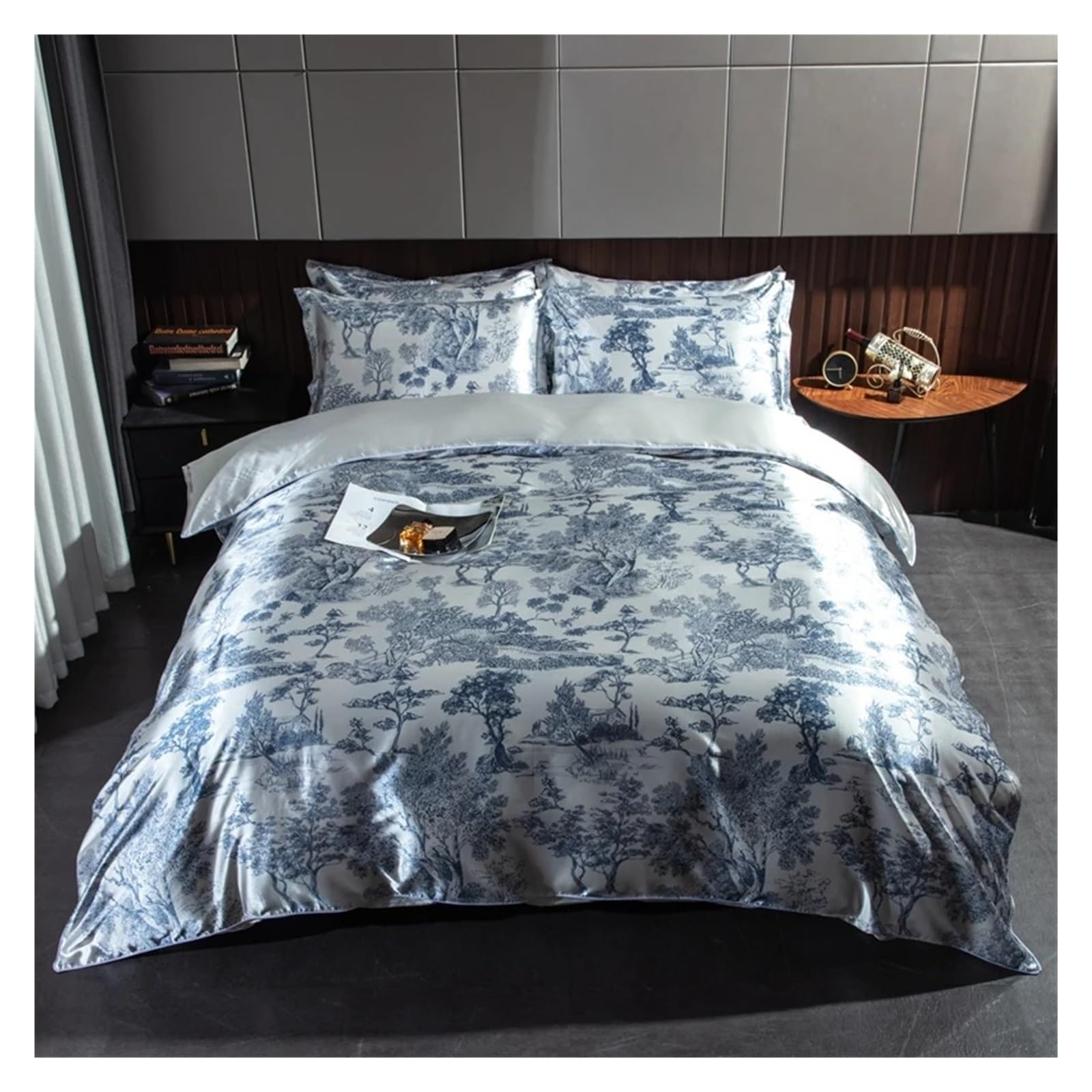Sbcgfy B High End Lending Natural Silk Edding Set Luxury Satin Silky Queen King Size Duvet Cover Pillowcase Ed Sheets Sets,Cotton Duvet,-Fitted Ed Sheet_king 4Pcs