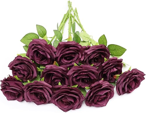 Miniatura 17 de Flores artificiales de rosa, rosa artificial, rosa falsa, rosa de seda, flores falsas de aspecto real con tallos para ramos de boda DIY, centros de