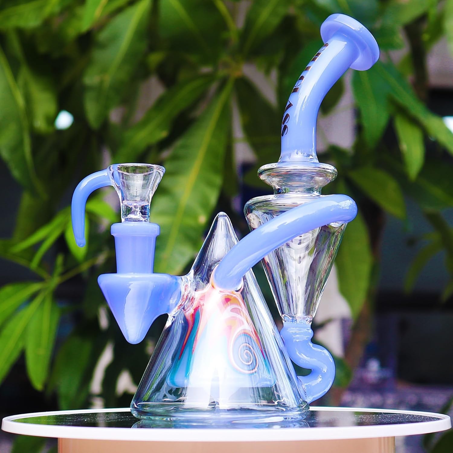 Bong in vetro Recycler Rig 7,5" – Pipa ad acqua mini narghilè in vetro spesso da 5 mm, in Vetro, per Narghilè, Verde Muschio