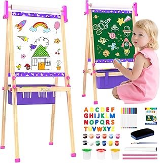 Art Easel for Kids 4-8,Kids Easel with Paper Roll and Art Supplies,Toddler Toys Ages