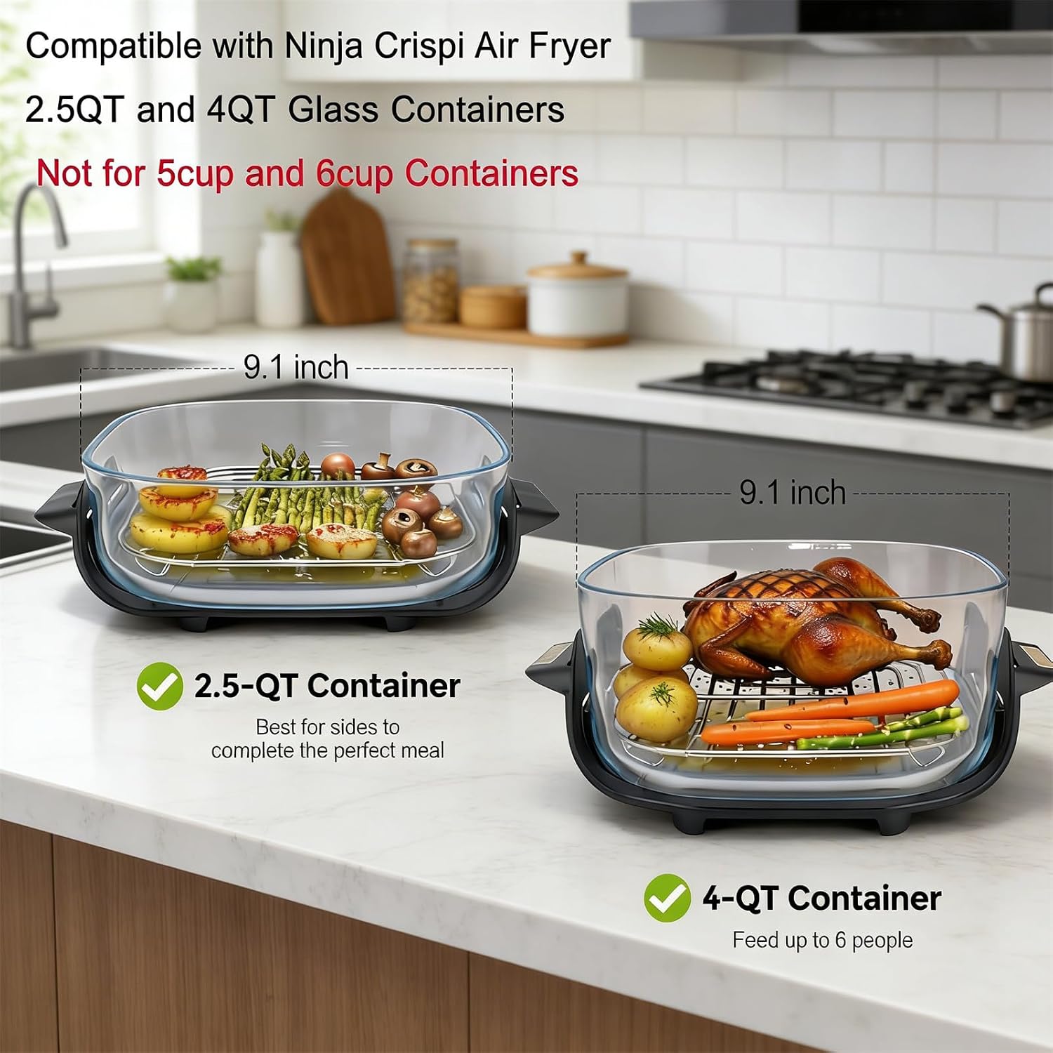 Crisper Rack for Ninja Crispi Air Fryer FN101 Replacement Part for Ninja Crispi Air Fryer 2.5Qt and 4QT Crisper Rack Glass Container Stainless Food Grade Stainless Steel SUS304