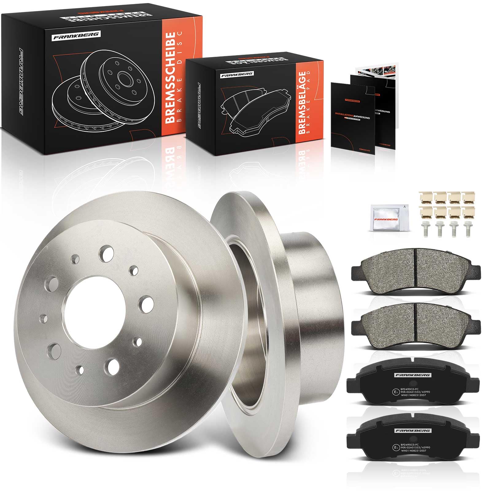 Frankberg Set freni incl. 2x Dischi Freno + 4x Pastiglie dei Freni Posteriore Compatibile con Ducato Furgone 250 Ducato Bus 250 Boxer Bus Jumper Bus Replace# 4249A1, 77364016