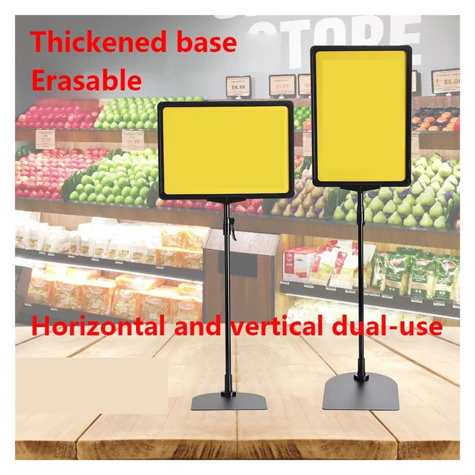 Supporto Per Poster Dpoppia Faccia Espositori da pavimento A4 A5 for poster, cartelli pubblicitari, etichette, espositori for supermercati, for frutta e verdura con morsetto for prezzi(A5 210x148mm)