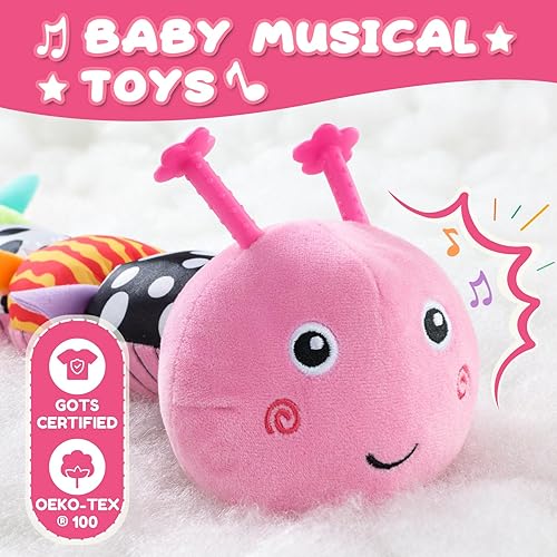 Miniatura 57 de Juguetes para bebés de 0 a 12 meses, juguete musical de peluche suave con arrugado multisensorial, sonajero y texturas, juguetes para bebés