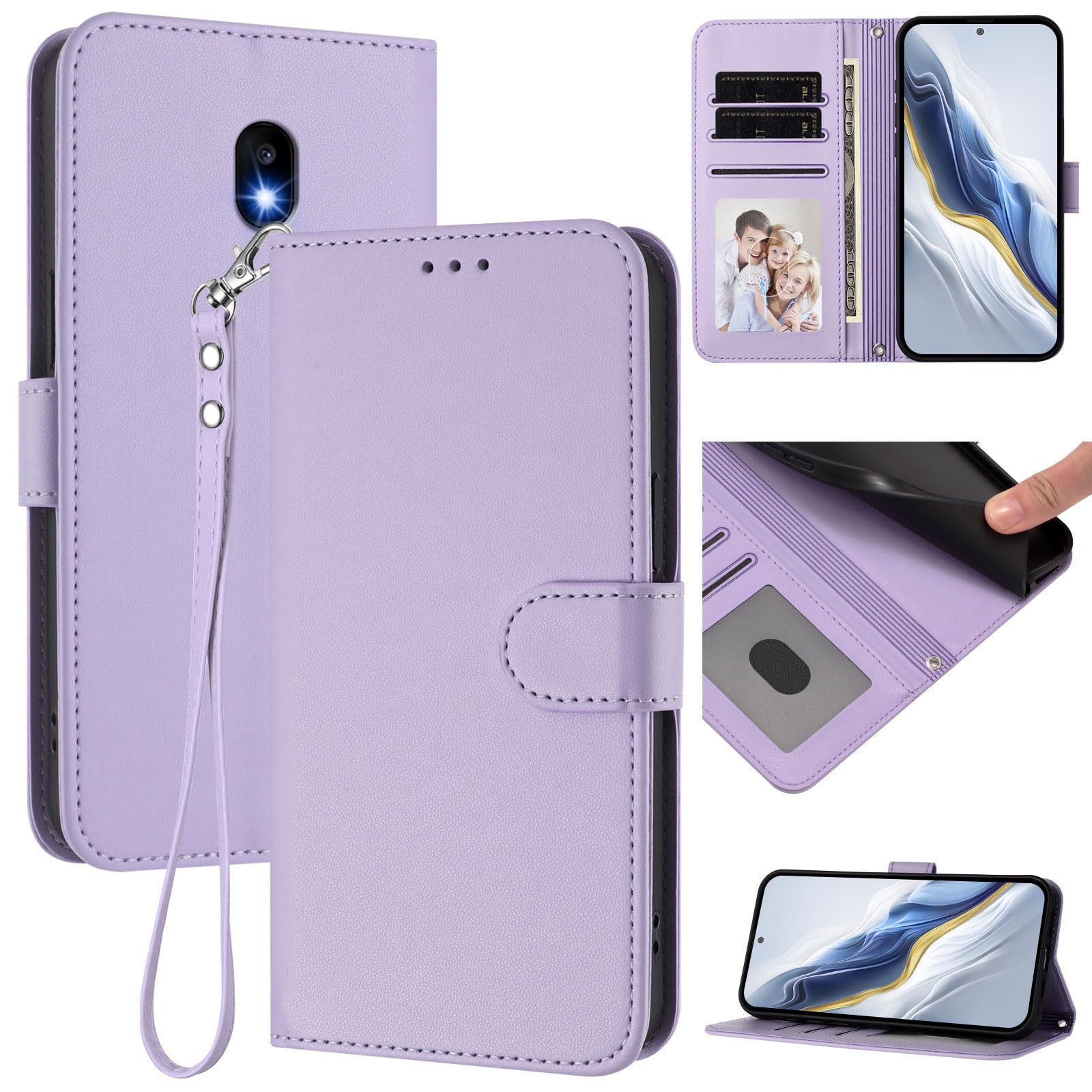 Flip Cover Compatible with Samsung Galaxy J5 (2017) J530F,Compatible with Samsung Galaxy J5 Pro (2017) J530F 【Strap Lanyard】【Card Slot Wallet】【Phone Case】【Magnetic Clasp】 Stand Purple