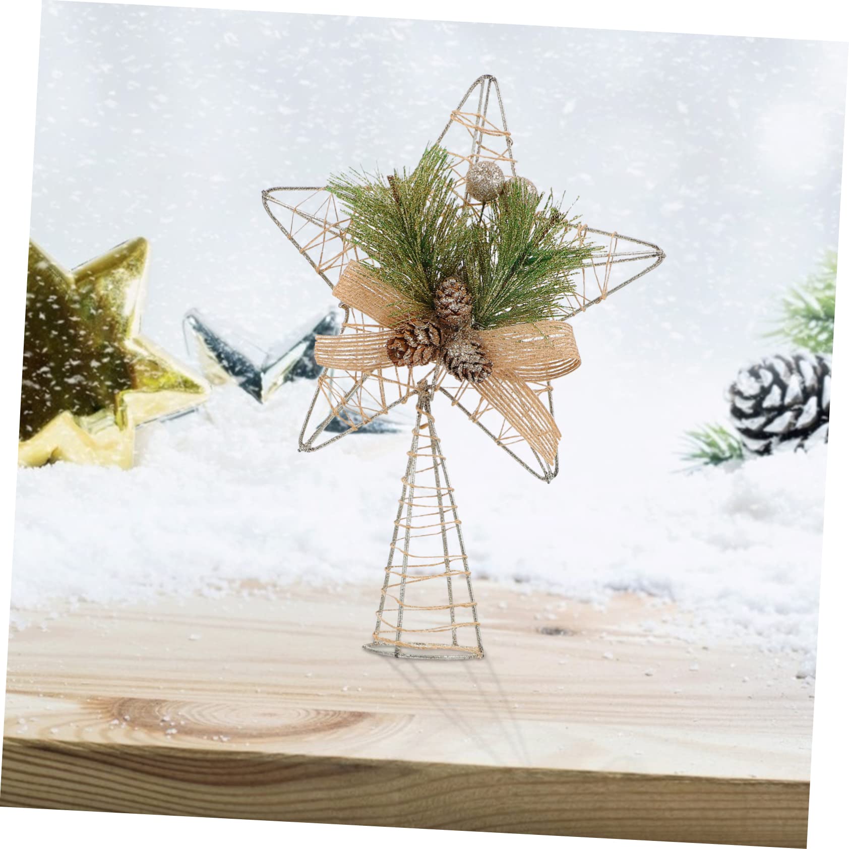 MAGICLULU 3 Pièces Étoile De Sapin De Noël De l'arbre Étoilé De Bethléem Haut De Forme d'arbre De Noël Décorations Dorées Décorations De Décor De Accessoires Le Fer Creux