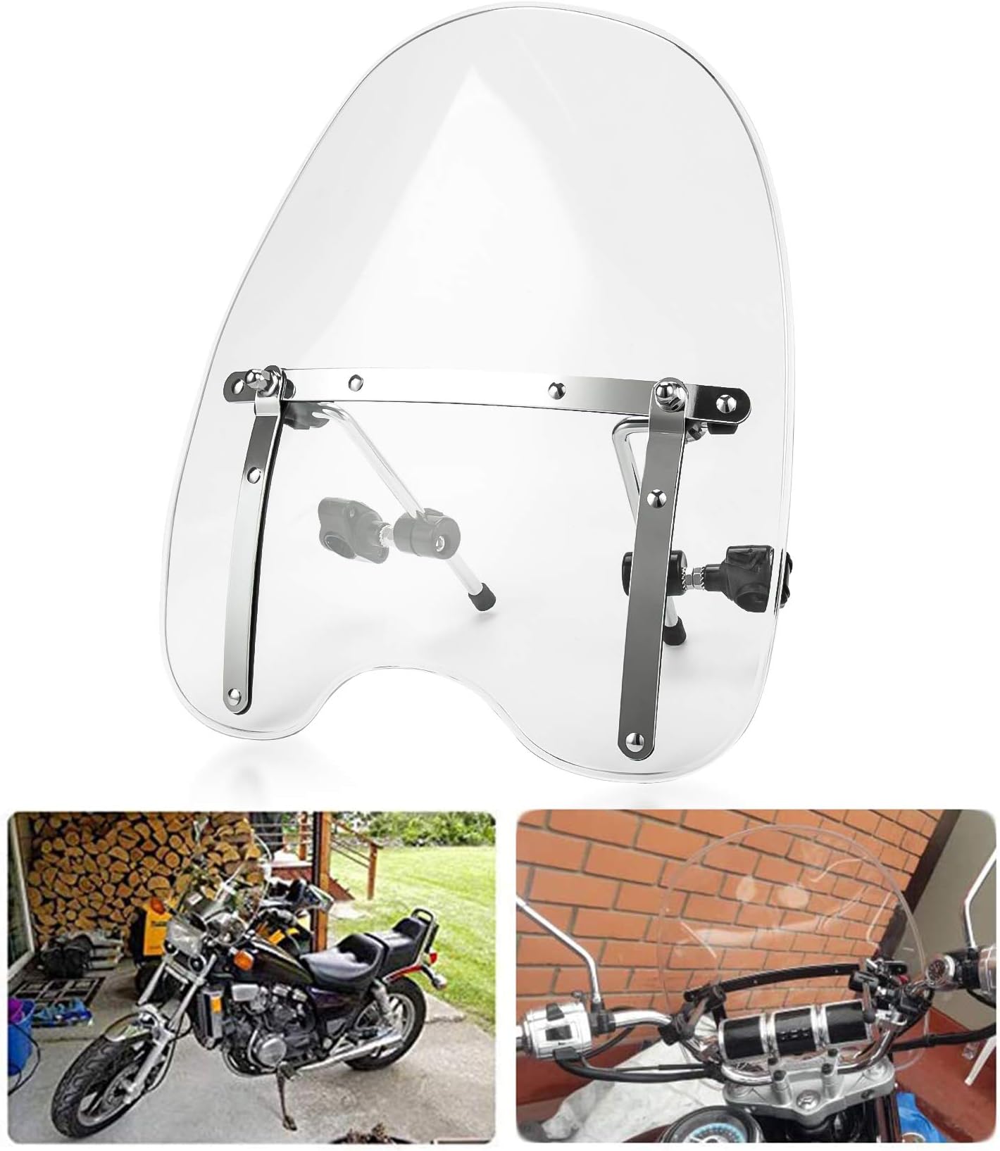 PSLER 18" x 16" Windshield Windscreen for 7/8" and 1" Handlebars (Clear)