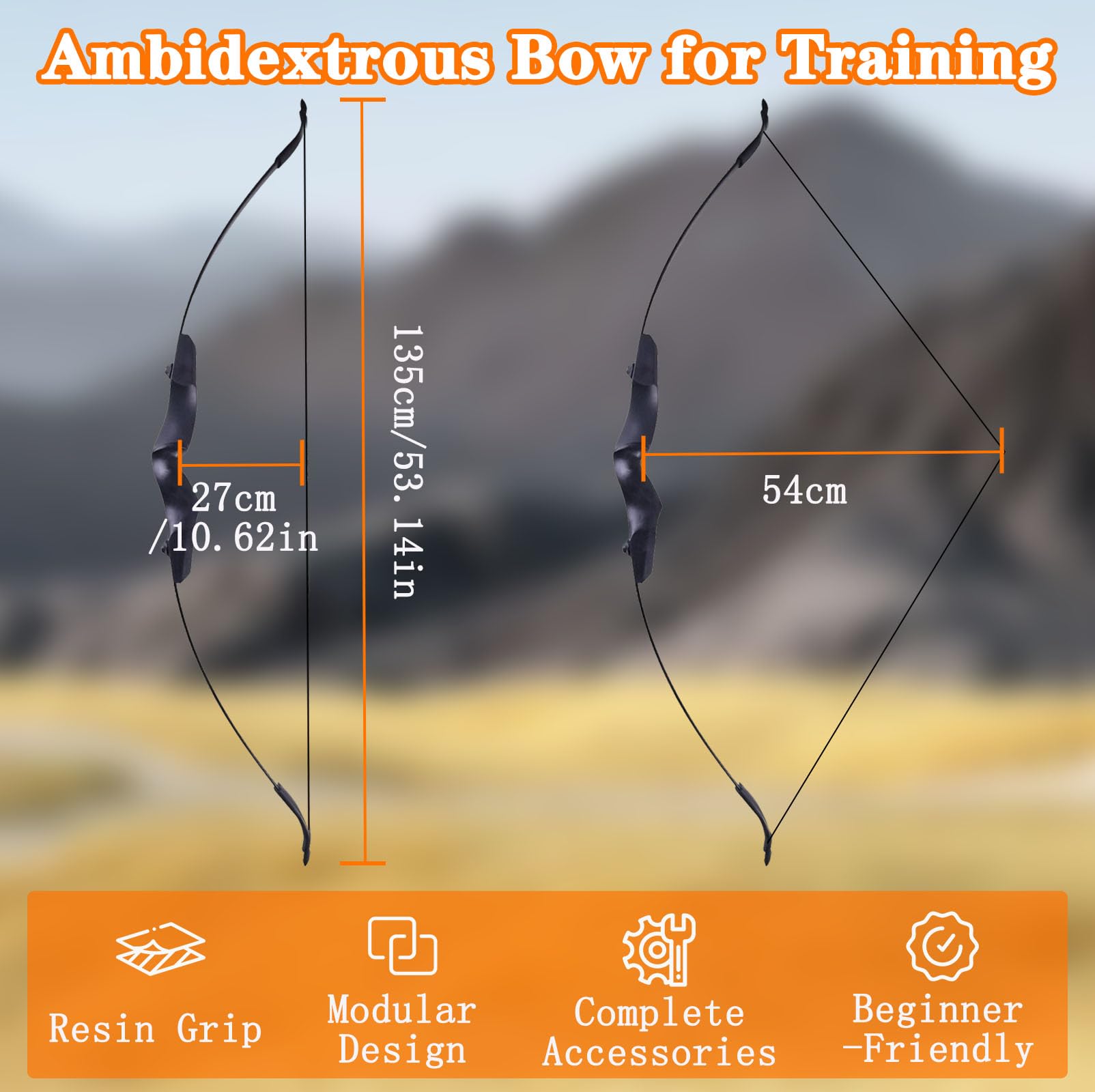Ensemble Arc et Flèche Recurve 40 lbs avec 6 Flèches en Fibre de Verre & Protège-Bras, Tir à l'arc de Chasse Take-Down pour Adulte, Arc Entraînement Cible Extérieur Ergonomique pour Jeunes et Débutant