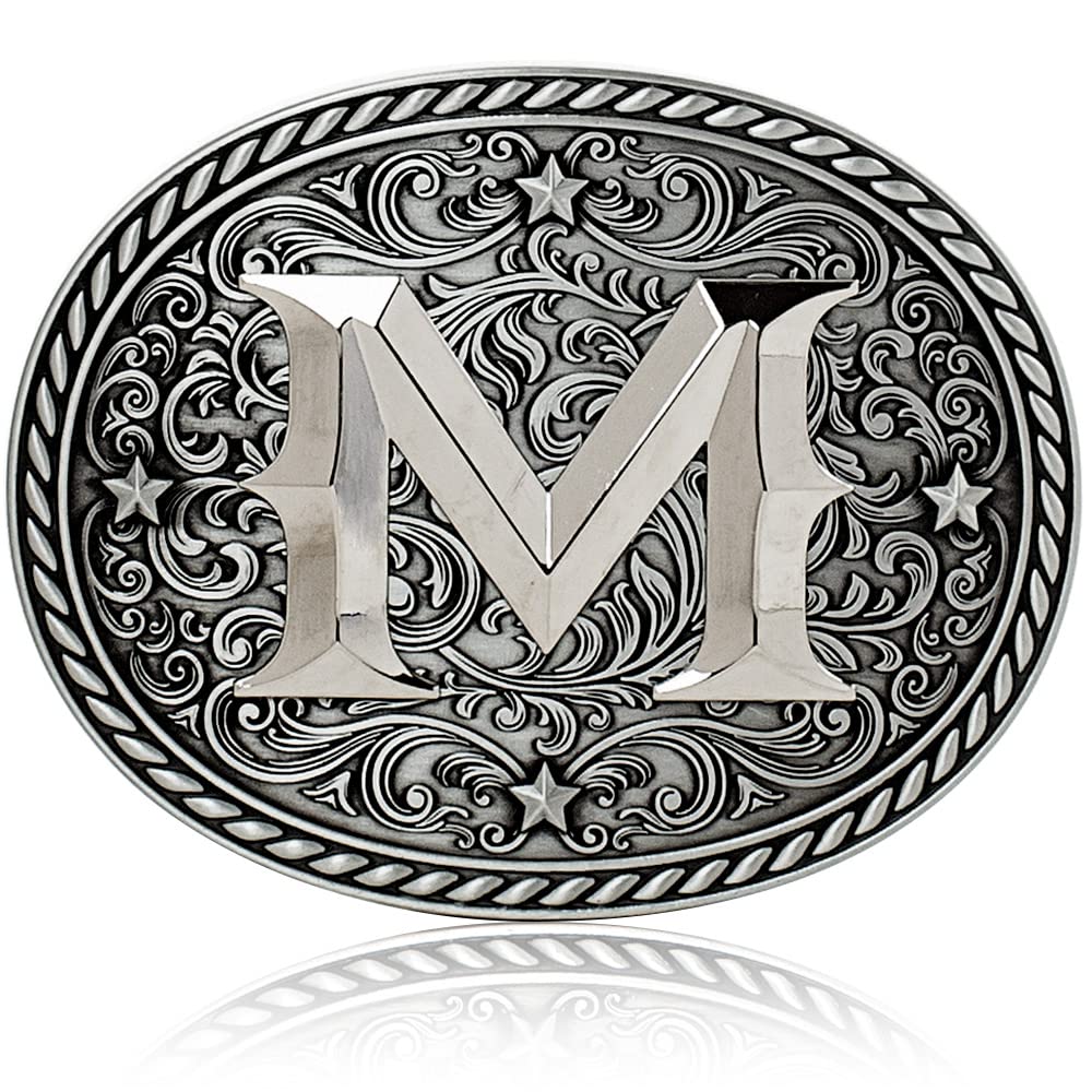 Itera Western Cowboy/Cowgirl Initial Belt Buckle - Large, Letter Buckles For Men And Women, M, Medium