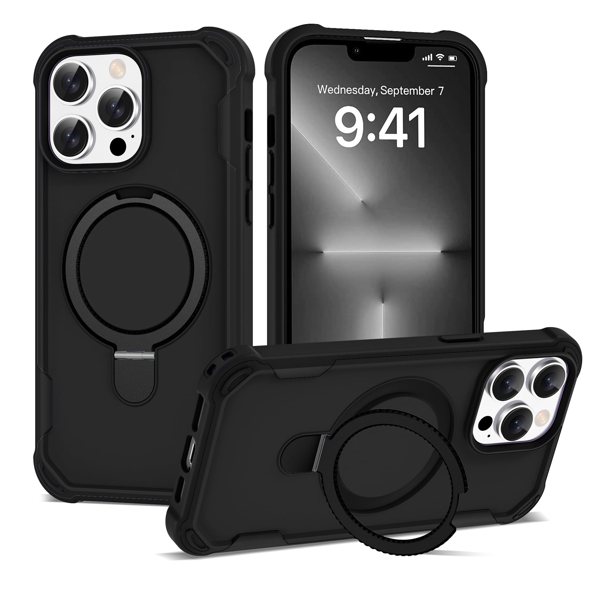 PeakFuel Compatible with iPhone 12 Pro Max & 13 Pro Max Case 6.7'' with Magnetic Ring Stand [Military Drop Protection][Compatible with MagSafe]