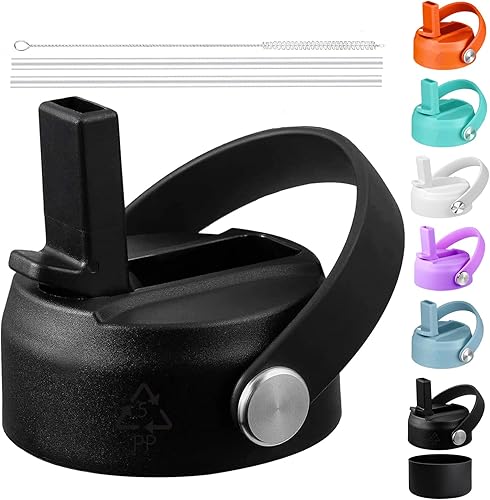 Miniatura 13 de Tapa con pajita para termo hidráulico, tapas con pajita compatibles con termo hidráulico de boca ancha de 12/18/20/32/40 oz, tapa de bebida a prueba