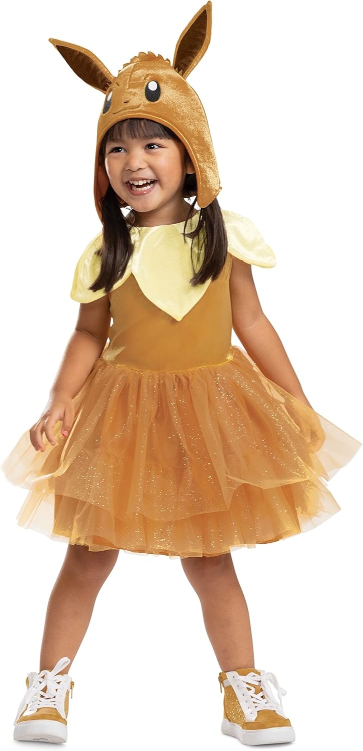 Eevee Costume Tutu, Official Pokemon Toddler Costume Dress and Headpiece