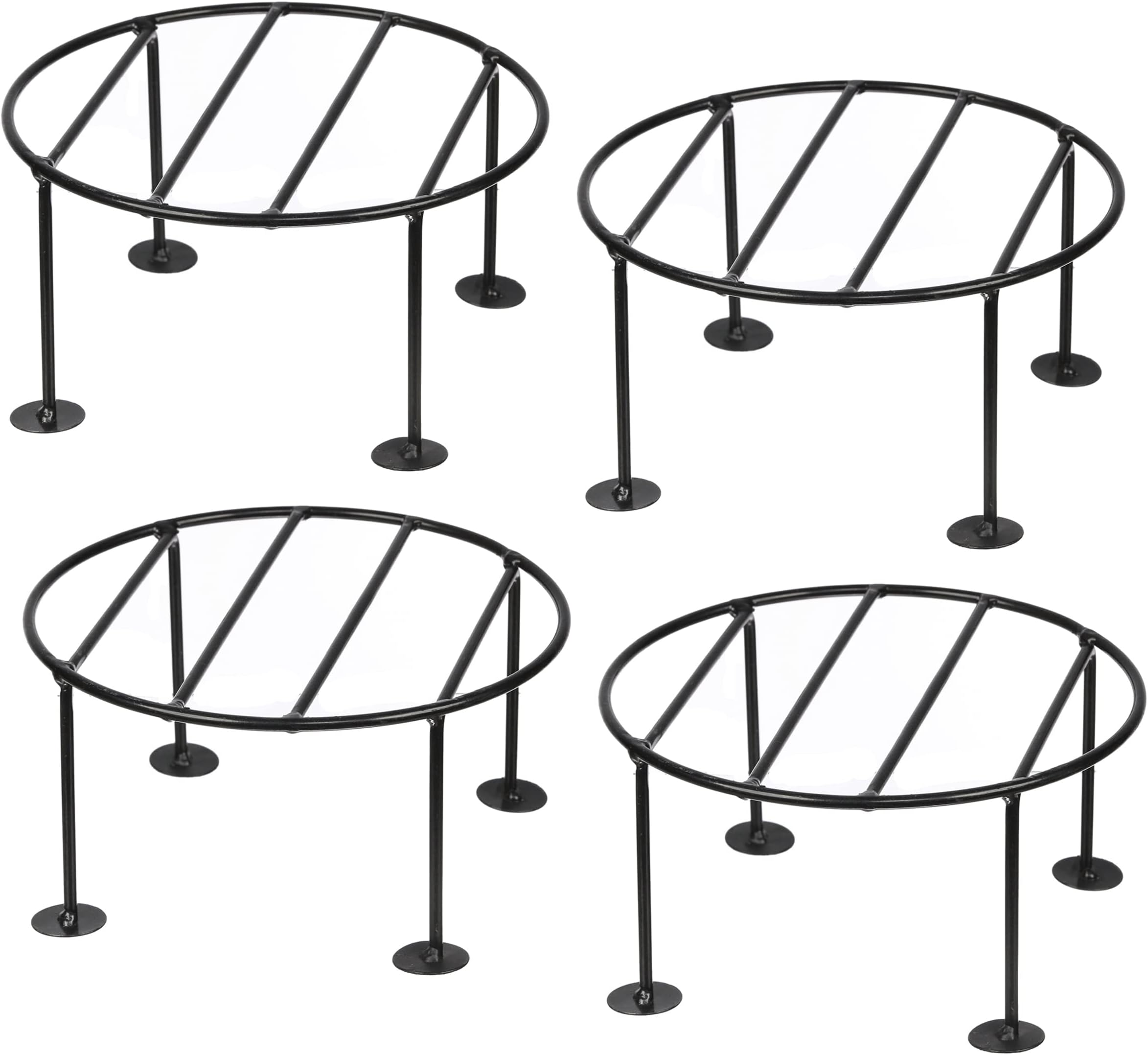 TRUPHE Grilly Flower Pot Plant Stand - Set of 4 | Indoor/Outdoor | Rust Free | Ideal for Home, Garden, Balcony, Living Room | Garden Decor | Gamla Stand (Black)