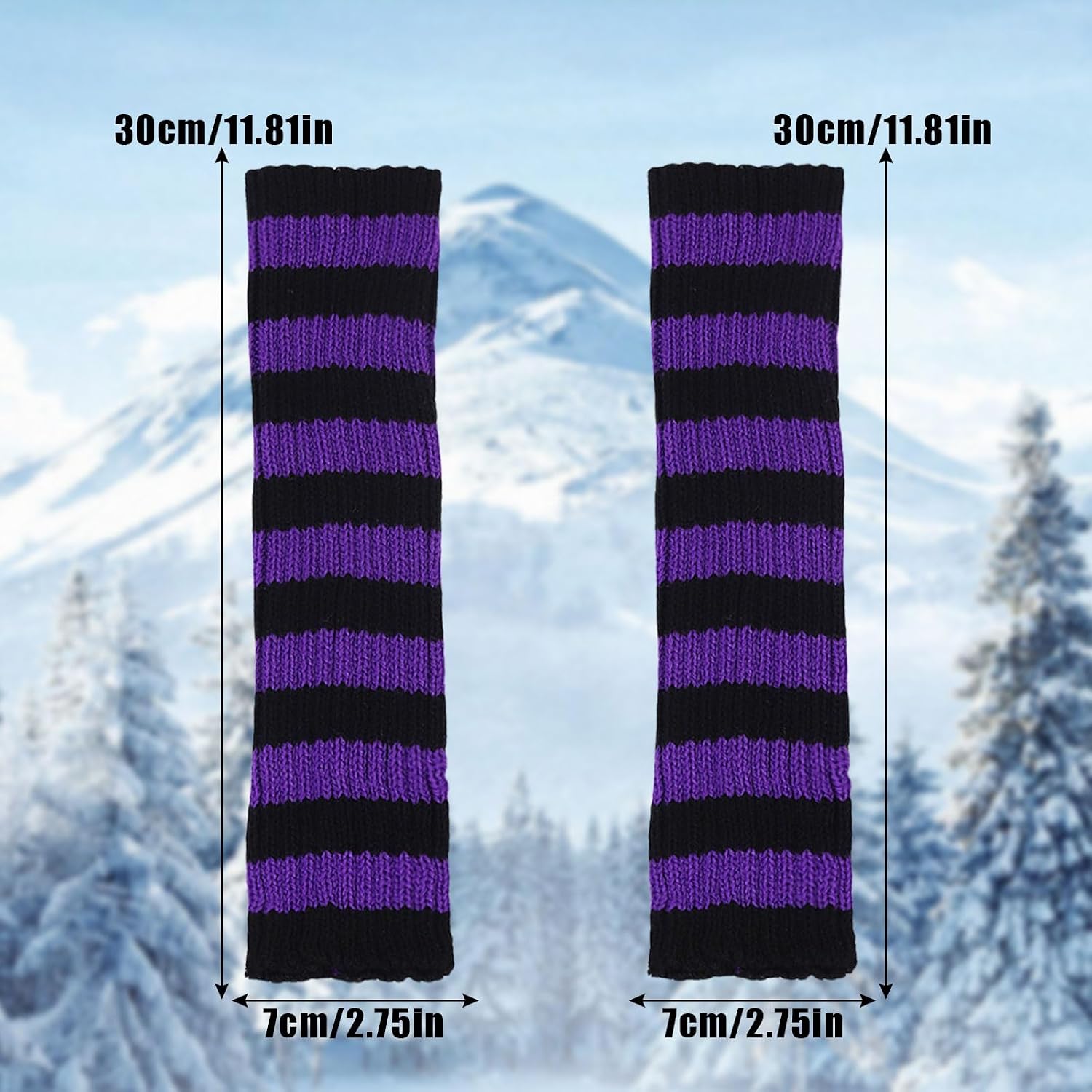 Striped Arm Warmers,Knitted Long Fingerless Gloves Mittens,Warm Women Arm Sleeves Wrist Warmers Grunge Accessories