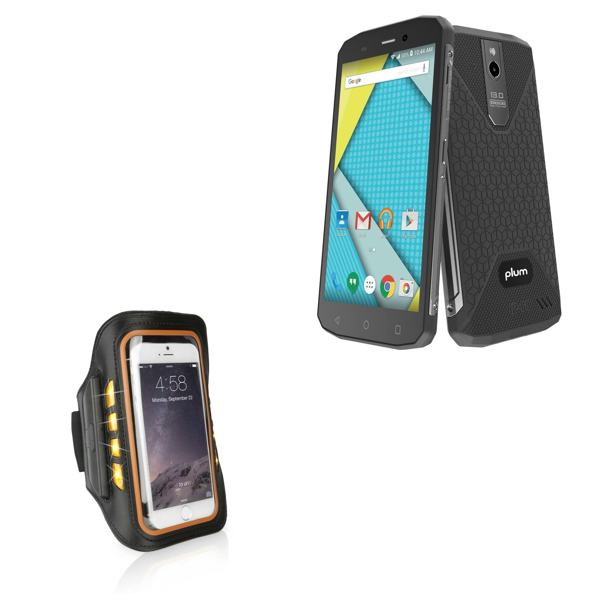 BoxWave Case for Plum Gator 5 (Case JogBrite Sports Armband, High Visibility Safety Light LED Runners Armband for Plum Gator 5 - Bold Orange