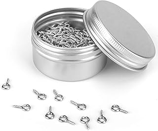 300pcs Screw Eye Pins Hooks, Small Metal Hoop Eye Pin Screws for DIY Jewelry, Charm Bead Pieces/ Arts & Crafts Projects/ Cork Top Bottles/ Charm Bead Pieces( 10X5mm)