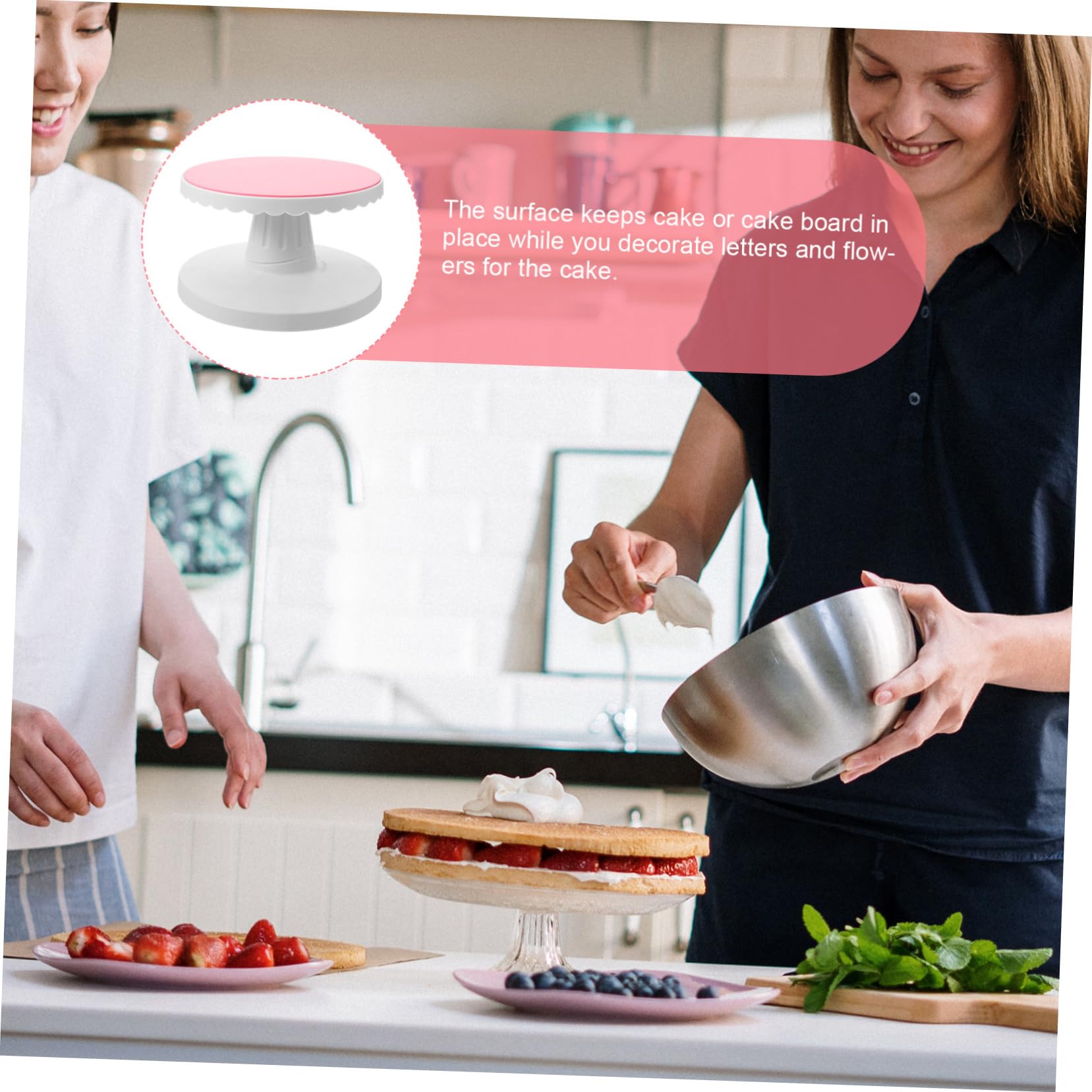 Plateau Tournant à Gâteaux 10 Pouces en Plastique Rose pour Décoration