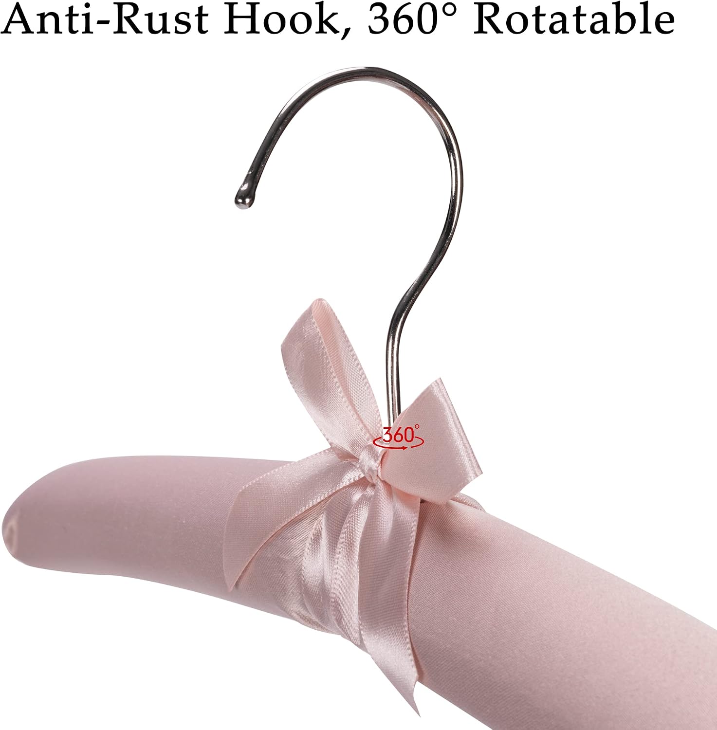 NEOVIVA 15 Inch Anti Slip Satin Padded Clothes Hangers for Women Pink Satin Padded Hangers for Women Clothing, No Shoulder Bump for Adult, Silk Hangers for Sweaters, Dresses, Suits (10 Pack)