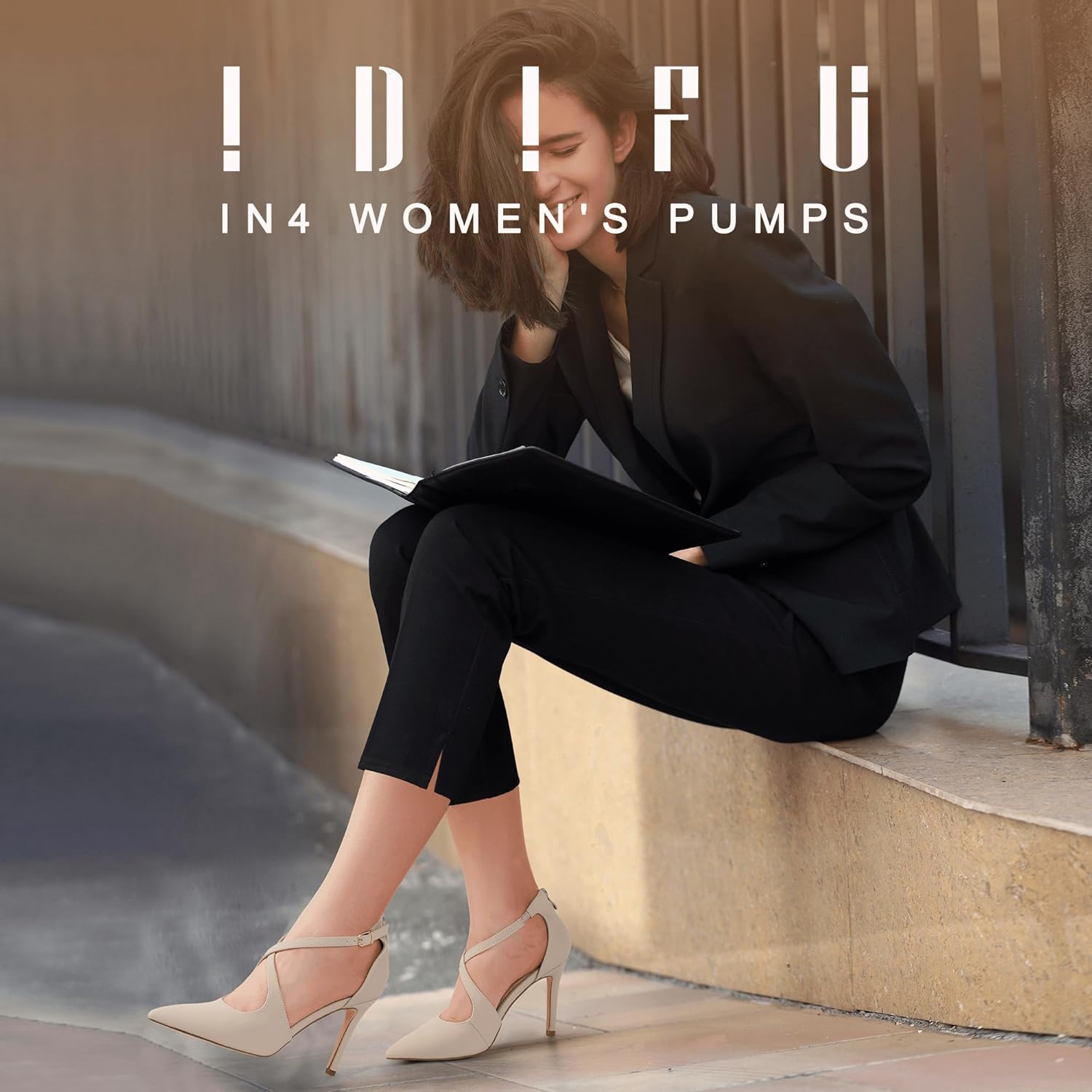 IDIFU IN4 Women's Pumps Closed Toe Stiletto Heels Strappy Wedding Bridal Office Homecoming Work Prom Dress Shoes Bride Comfortable Dressy Formal Pointed Toe Zip - Image 3